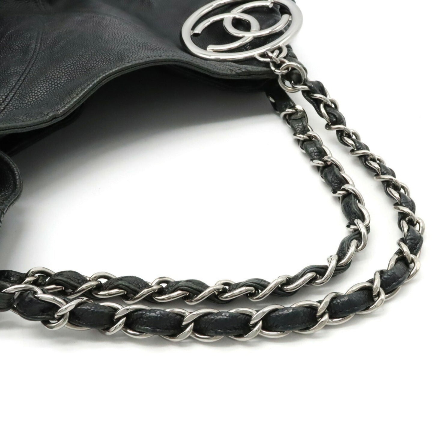 Luxury Chanel Cococabus GM Cocomark Shoulder Bag Chain Tote Caviar Skin Leather Black A33450