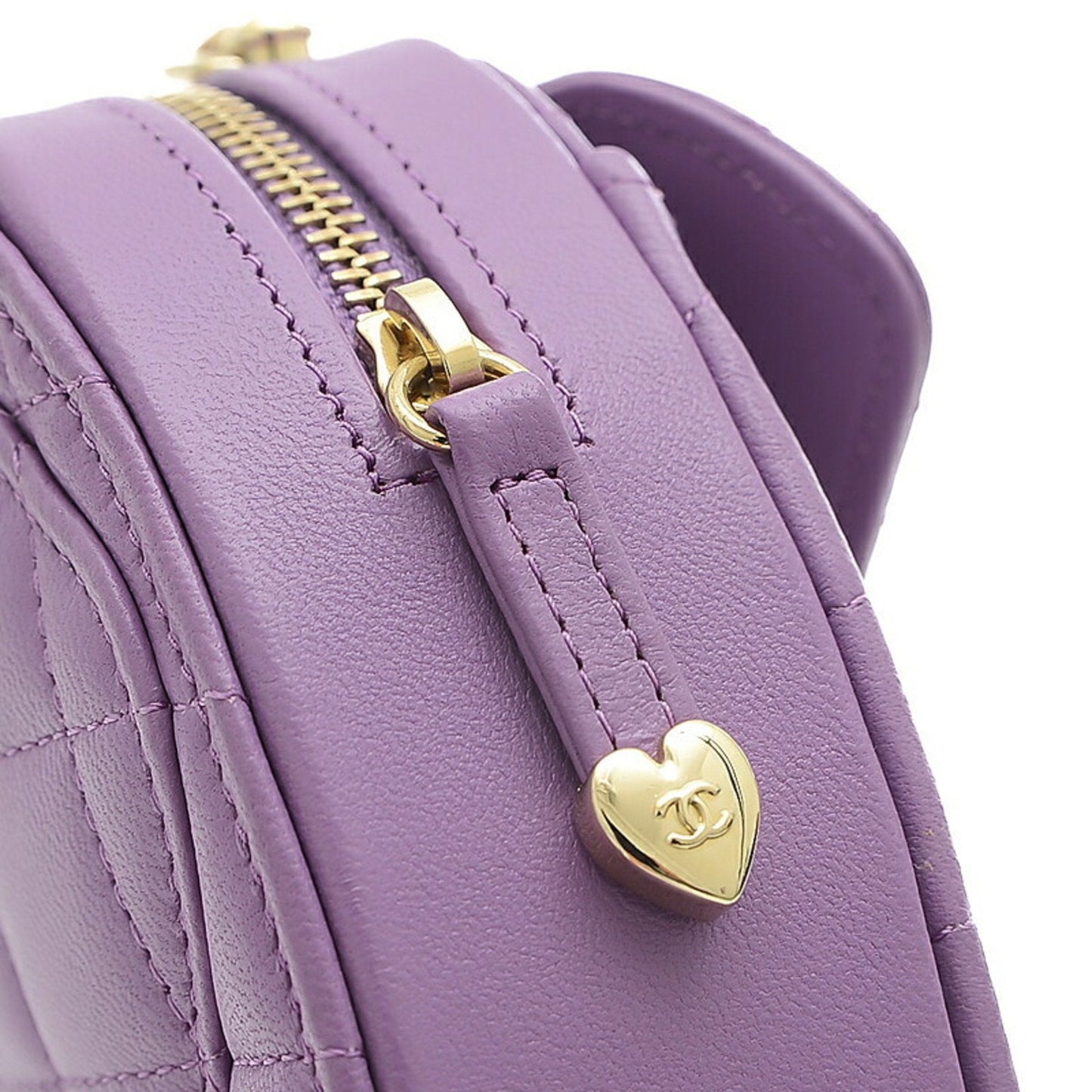 Luxury Chanel Matelasse Heart Chain Shoulder Bag Lambskin Purple AP2784