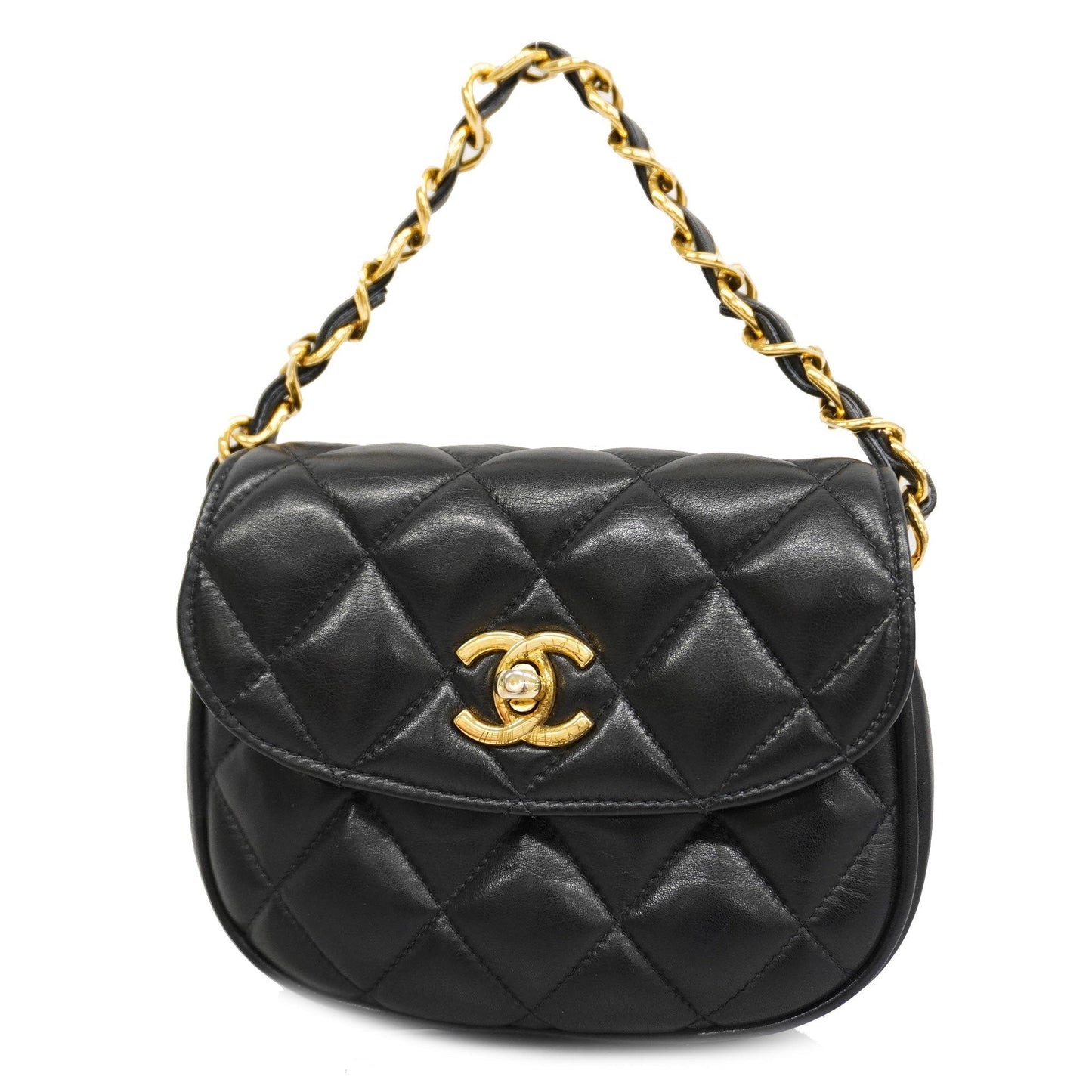 CHANEL[3bd5060]   handbag Matelasse lambskin black gold metal