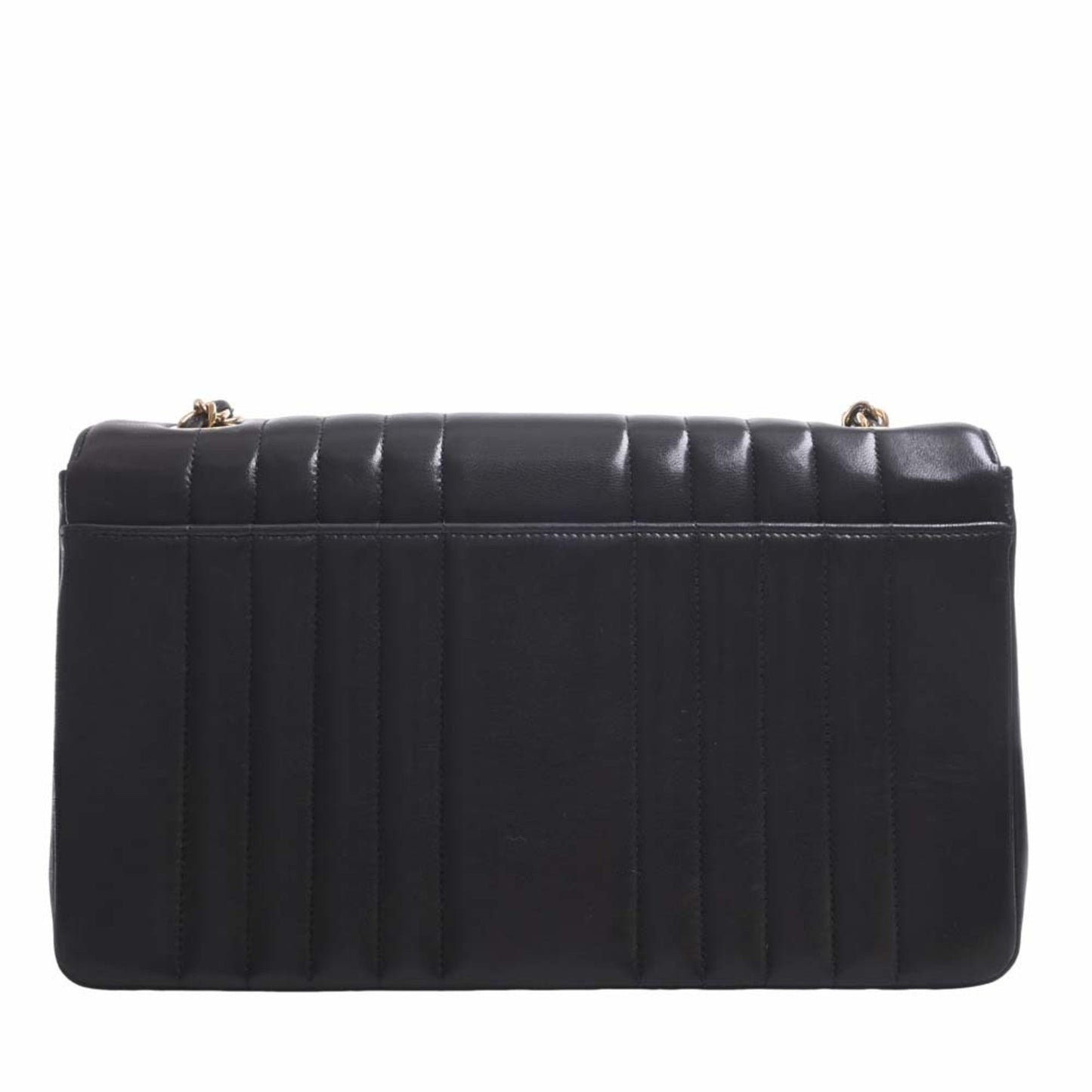 Luxury Chanel Lambskin Mademoiselle Coco Mark Chain Shoulder Bag Black Ladies