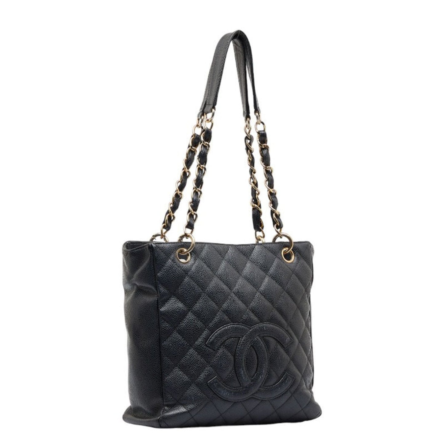 Luxury Chanel Cocomark matelasse PST tote chain handbag black gold caviar skin ladies