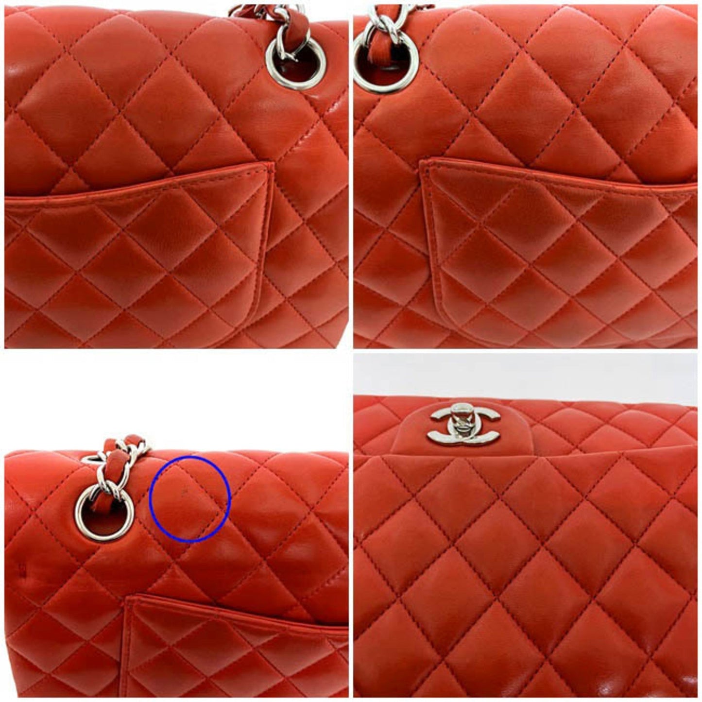 Chanel Chain Shoulder Bag 25 Red Matrasse A01112 W Flap Leather Lambskin 15s CHANEL Coco Mark Turn Lock Quilted Double Handbag