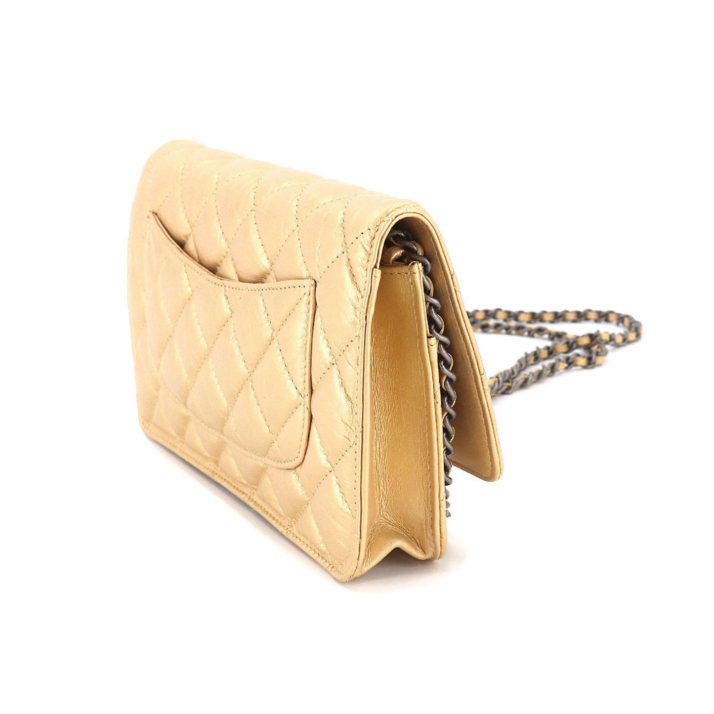 Luxury Chanel 2.55 Chain Wallet Long Leather Gold Vintage Silver Hardware