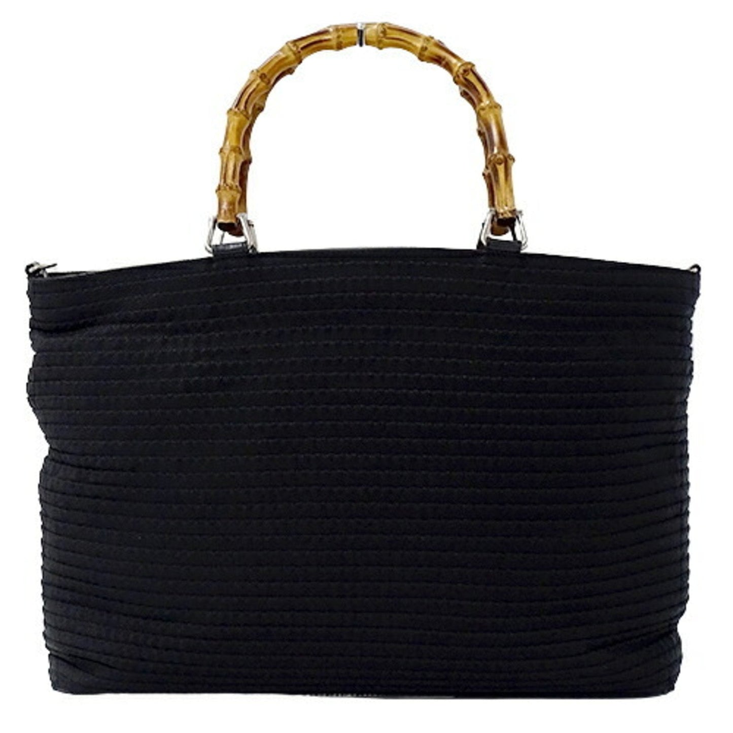 Luxury Gucci Bag Women's Tote Handbag Bamboo Canvas Black 002・1364