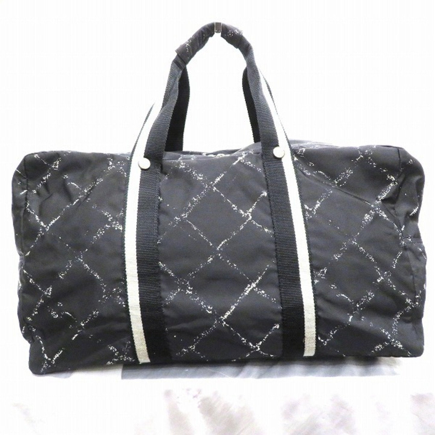 Luxury Chanel old travel line nylon bag Boston unisex
