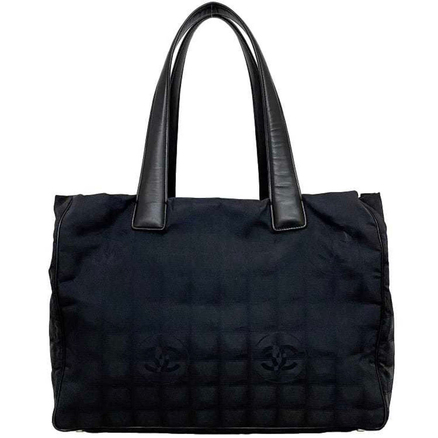 Luxury Chanel MM Black New A15991 Coco Mark Nylon Leather 8th  Nutra Line Ladies