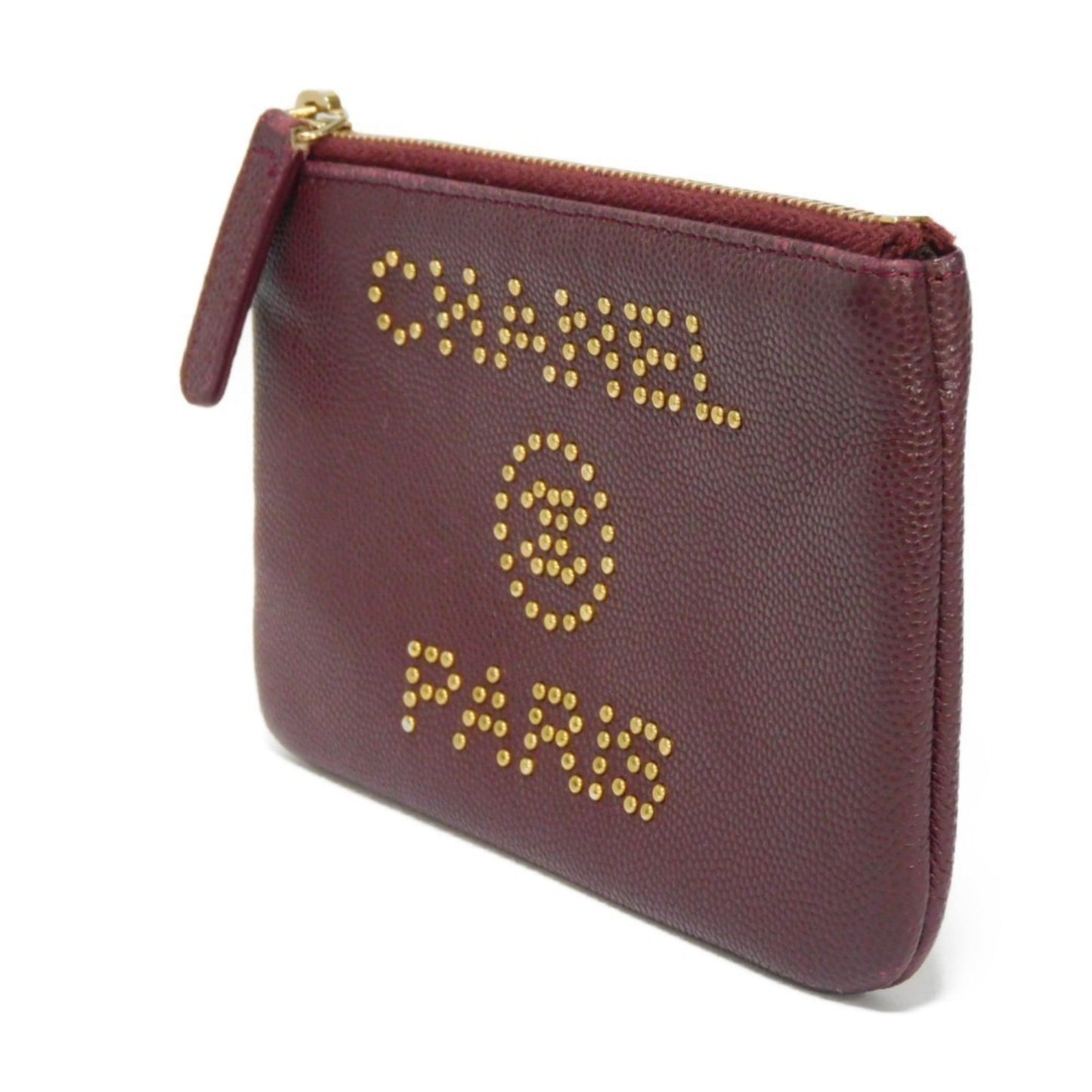 Luxury Chanel Coin Case Deauville Mini Pouch Caviar Skin 28th Series Logo Studs Burgundy AP0793 Men's Women's Wallet