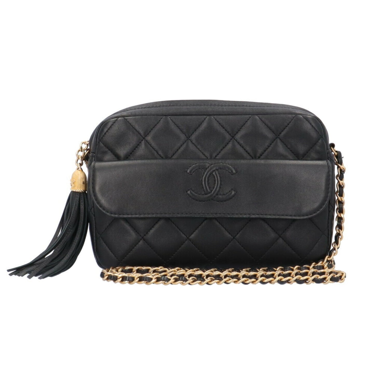 Luxury Chanel Chain Shoulder Bag Lambskin Black Women's