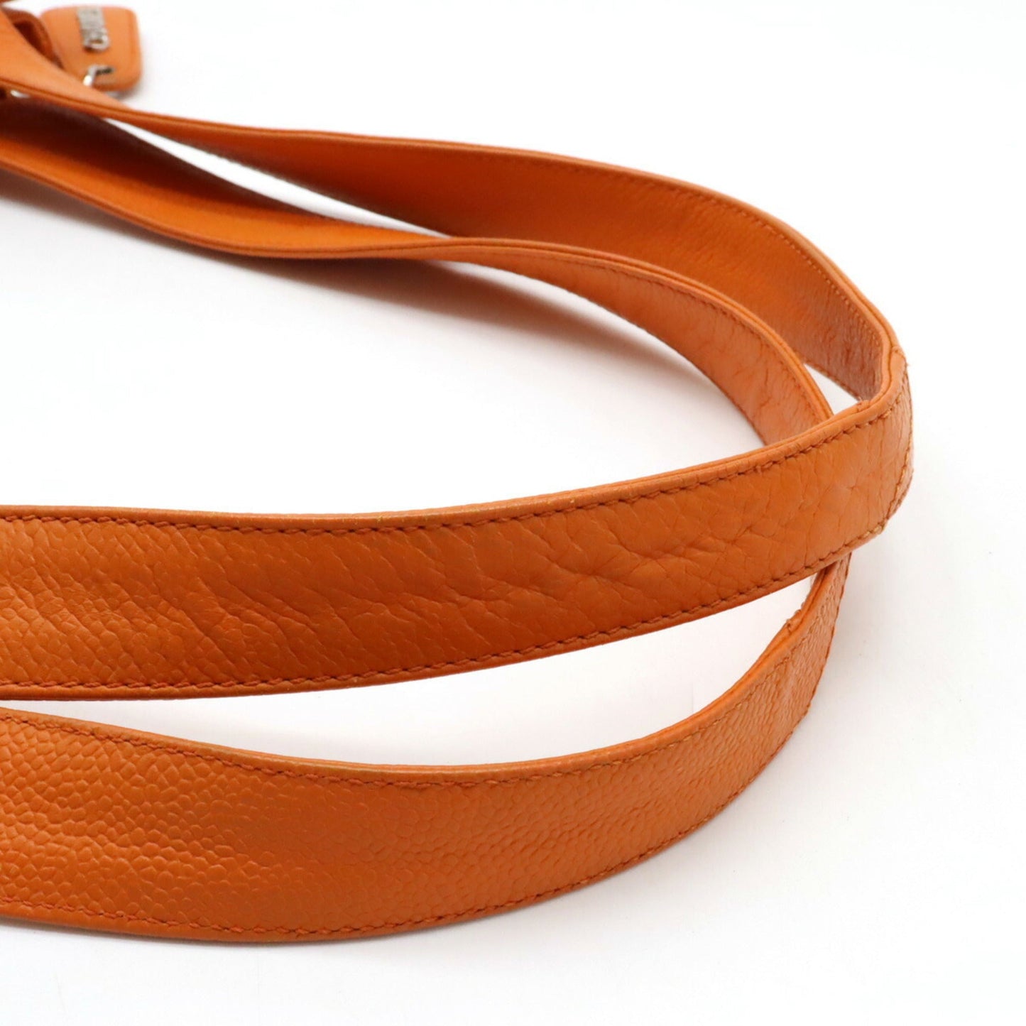 Luxury Chanel tote bag shoulder caviar skin leather orange