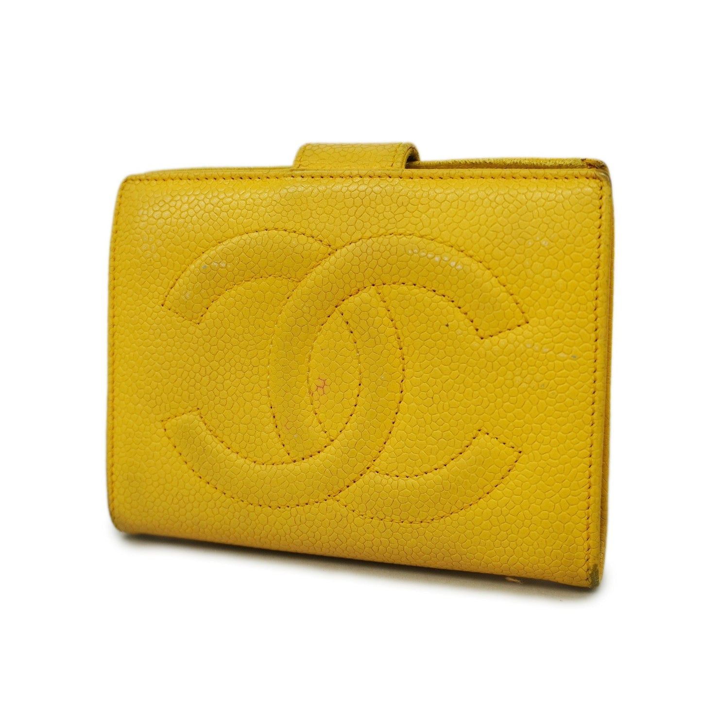 CHANEL  Wallet Gold Hardware Women's Caviar Leather Yellow