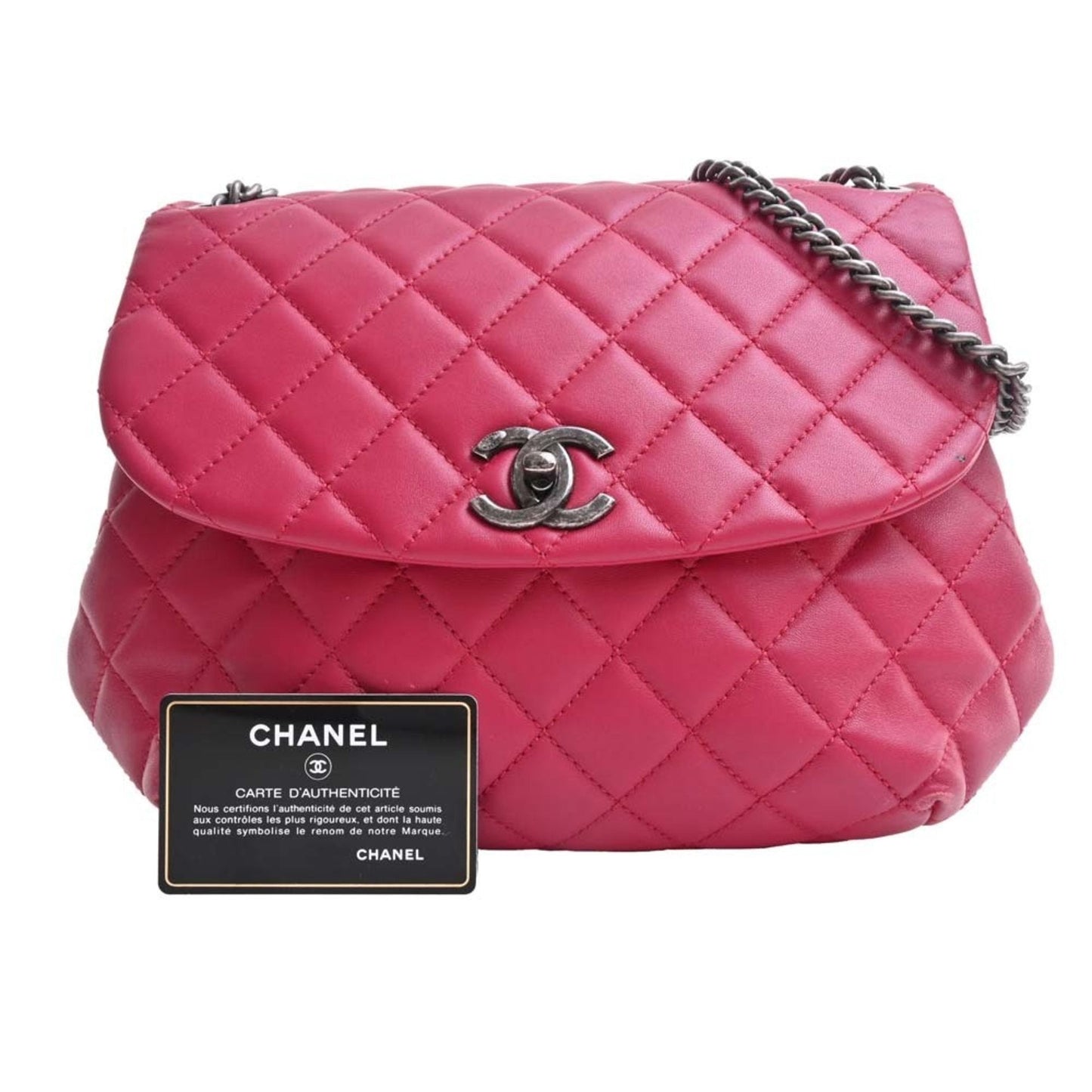 Luxury Chanel Lambskin Matelasse Coco Mark Chain Shoulder Bag Red Ladies