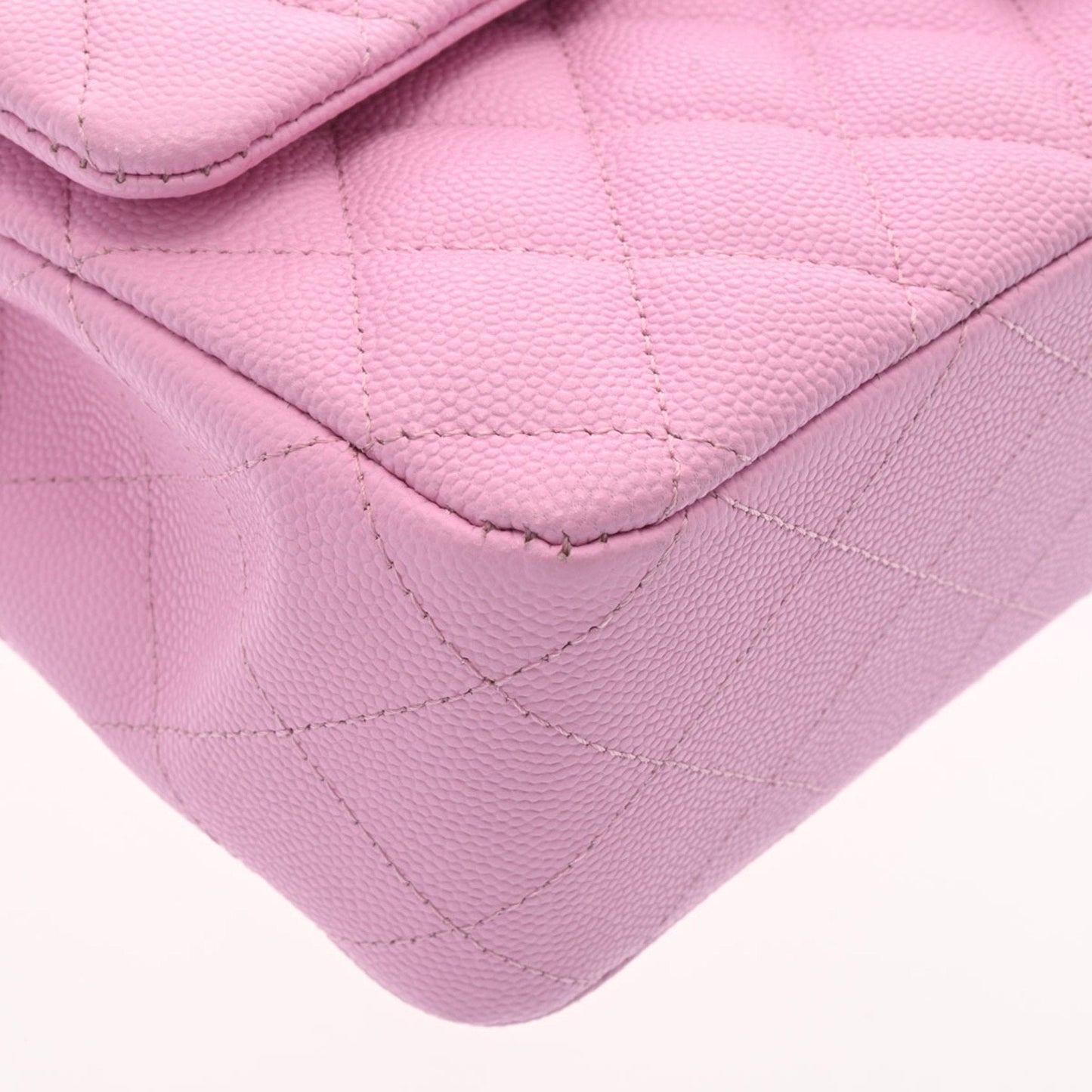 CHANEL matelasse W flap chain shoulder 25 pink ladies caviar skin bag