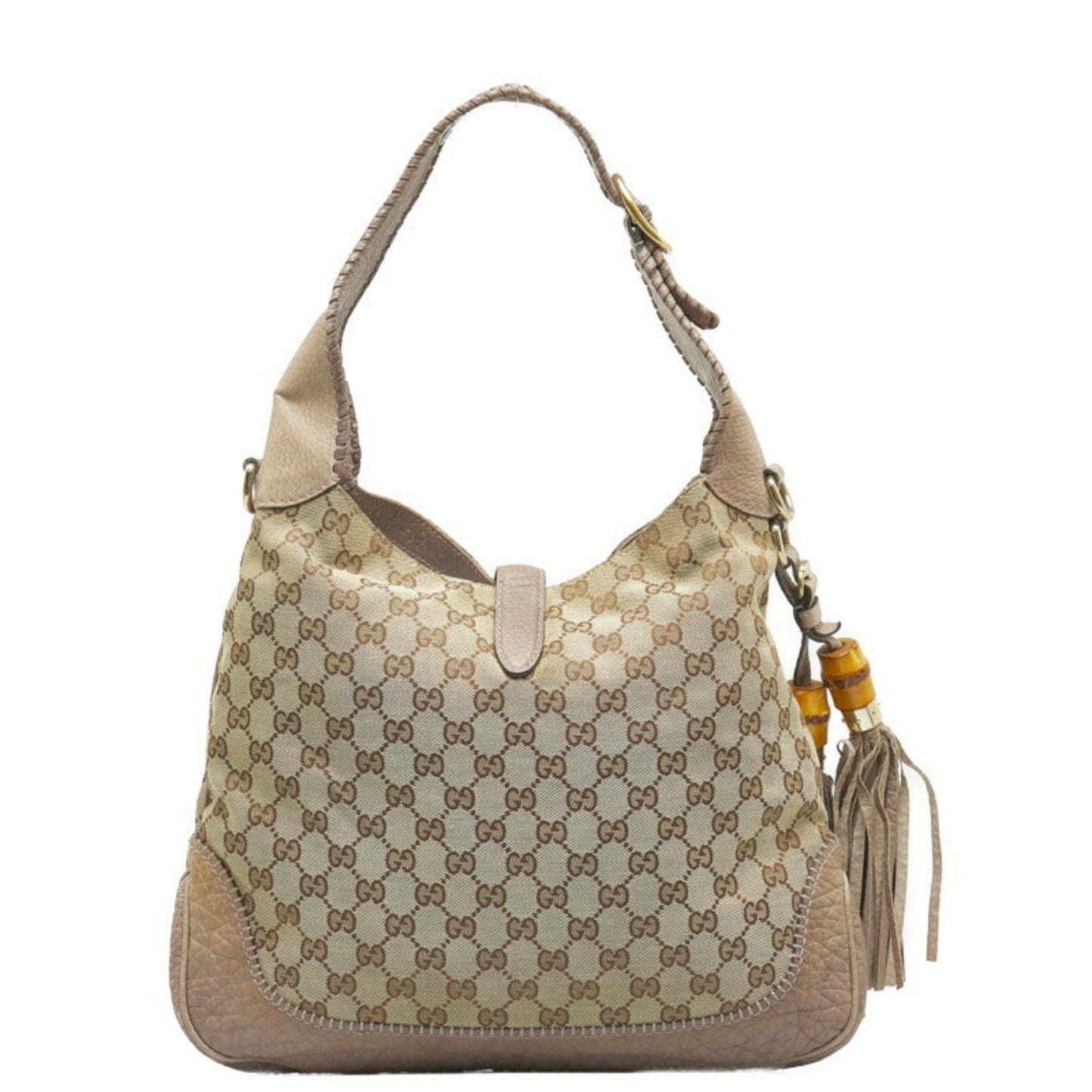 Luxury Gucci New Jackie Bamboo Handbag Shoulder Bag 246907 Beige Leather Ladies