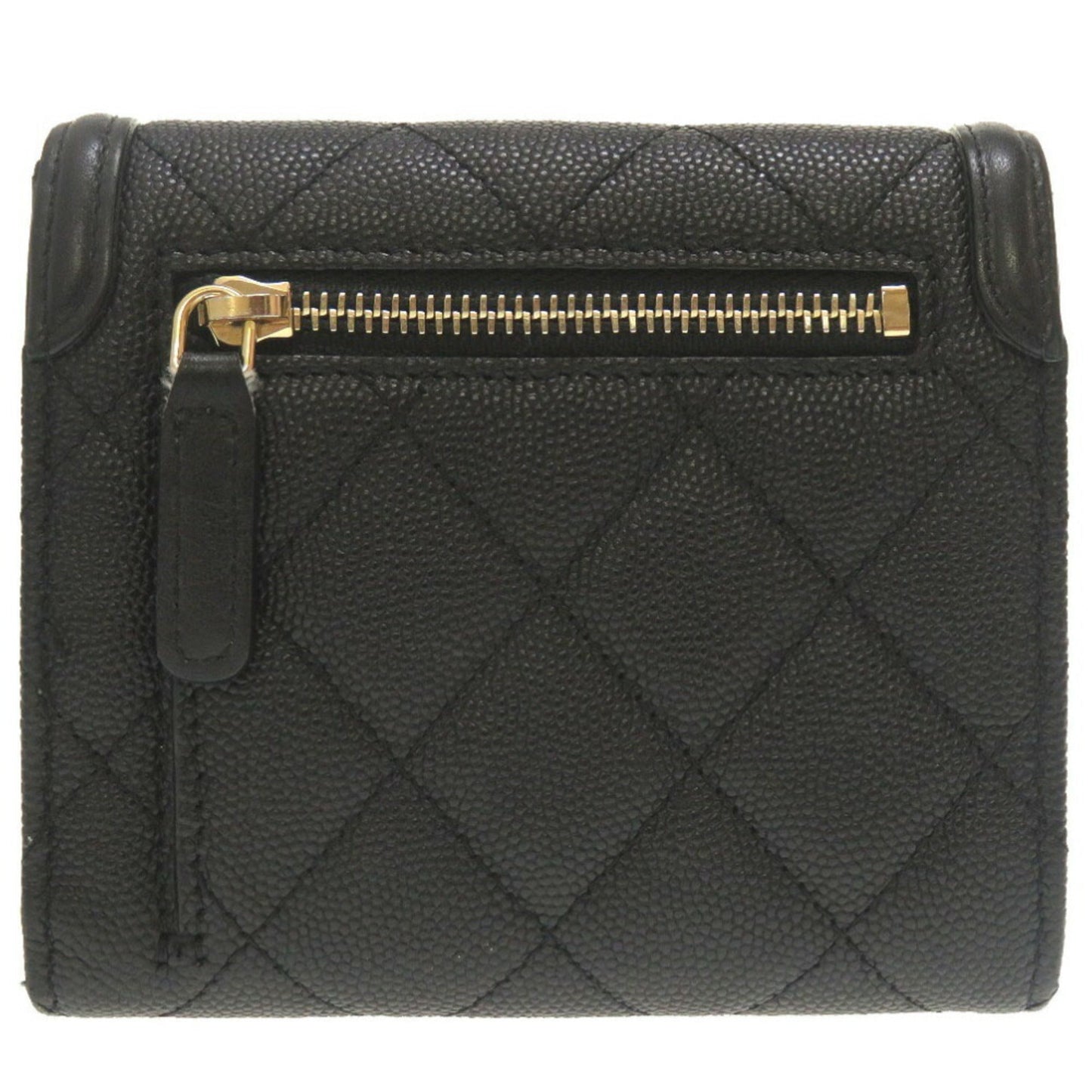 Luxury Chanel CC Filigree Matelasse Caviar Skin Black 28th Series AP0375 Trifold Wallet Cocomark
