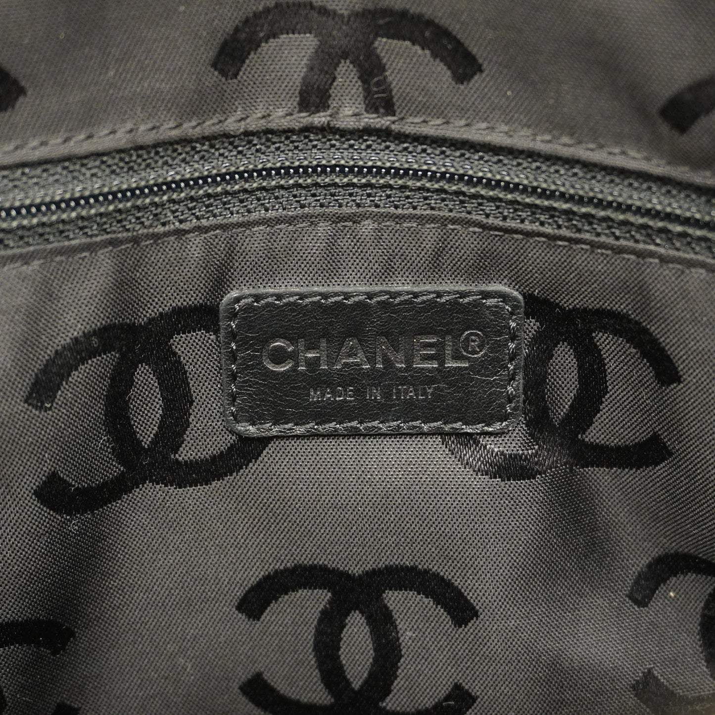 CHANEL  Chocolate Bar Handbag Women's Cotton,Leather Black,Khaki