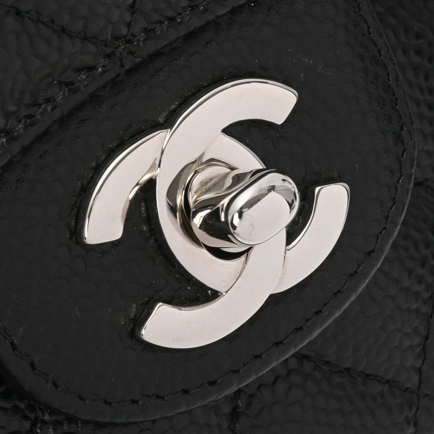 CHANEL matelasse W flap chain shoulder 25cm black A01112 ladies caviar skin bag