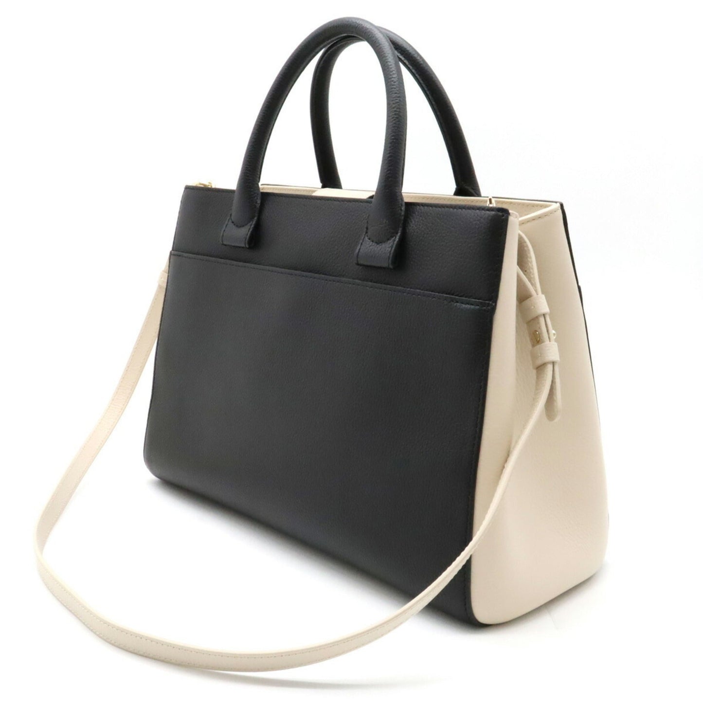 Luxury Chanel Neo Executive Line Coco Mark Handbag Shoulder Bag Leather Black Light Beige A69930