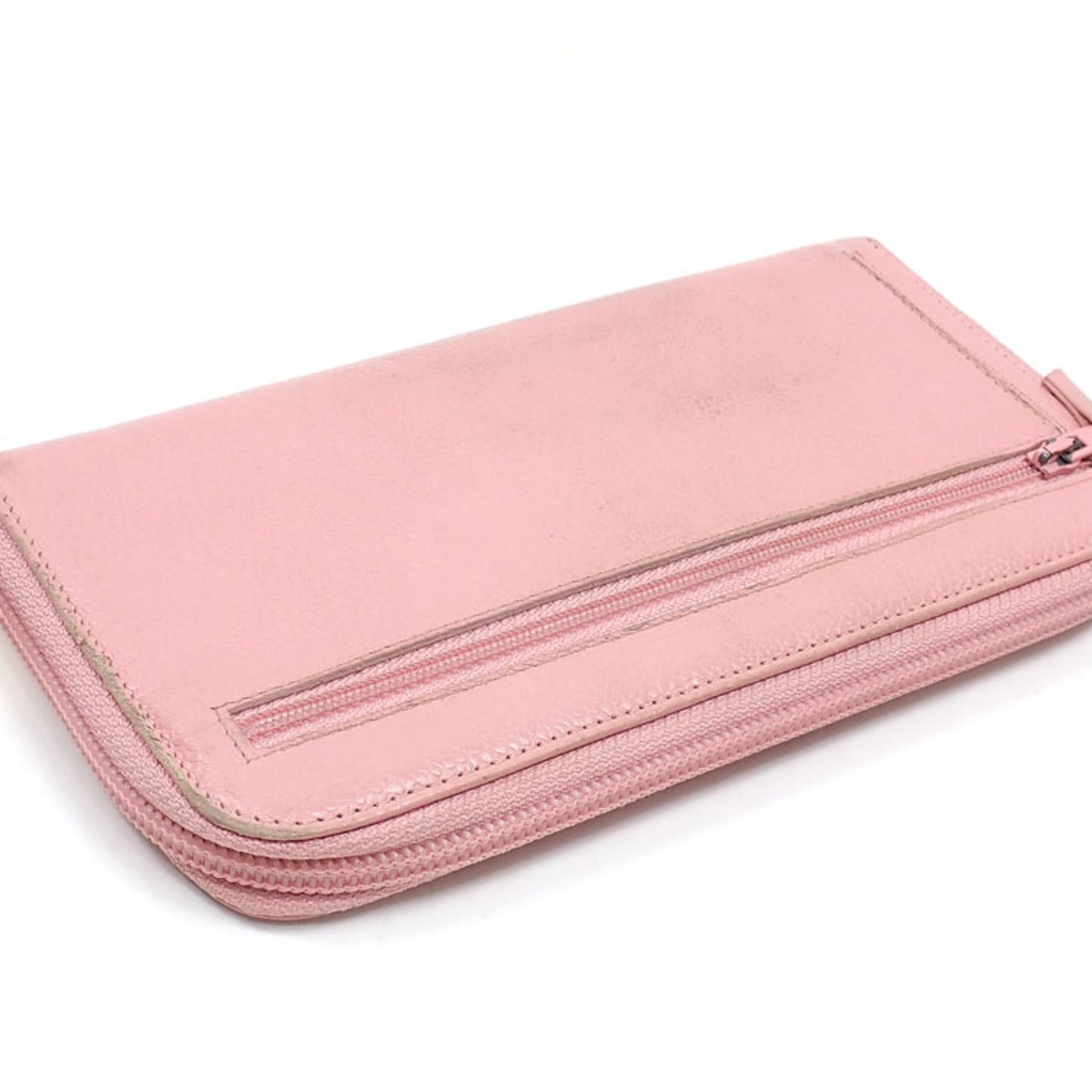 Luxury Chanel round long wallet ladies pink caviar skin here mark