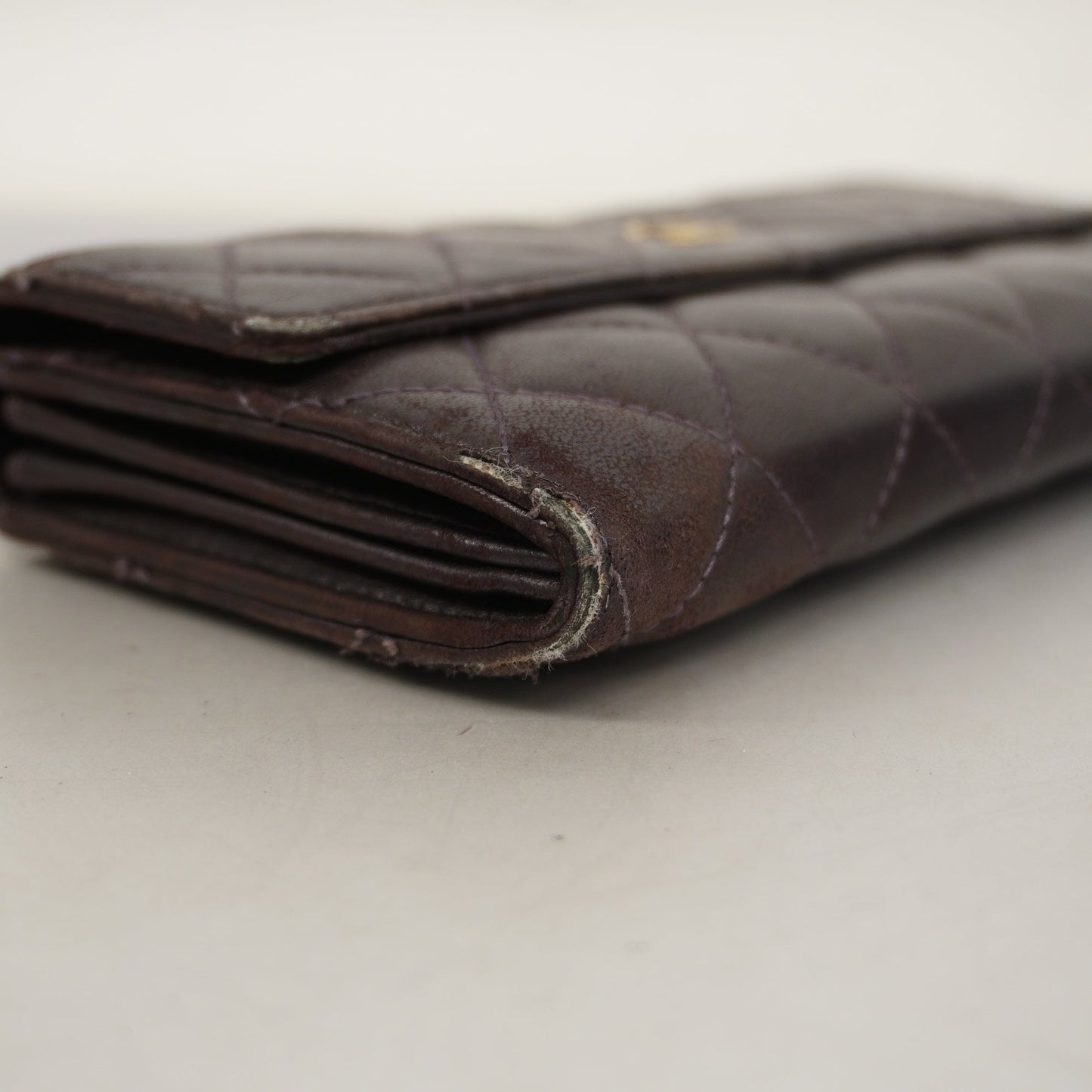 CHANEL  Matelasse Gold Hardware Women's Leather Long Wallet [bi-fold] Purple