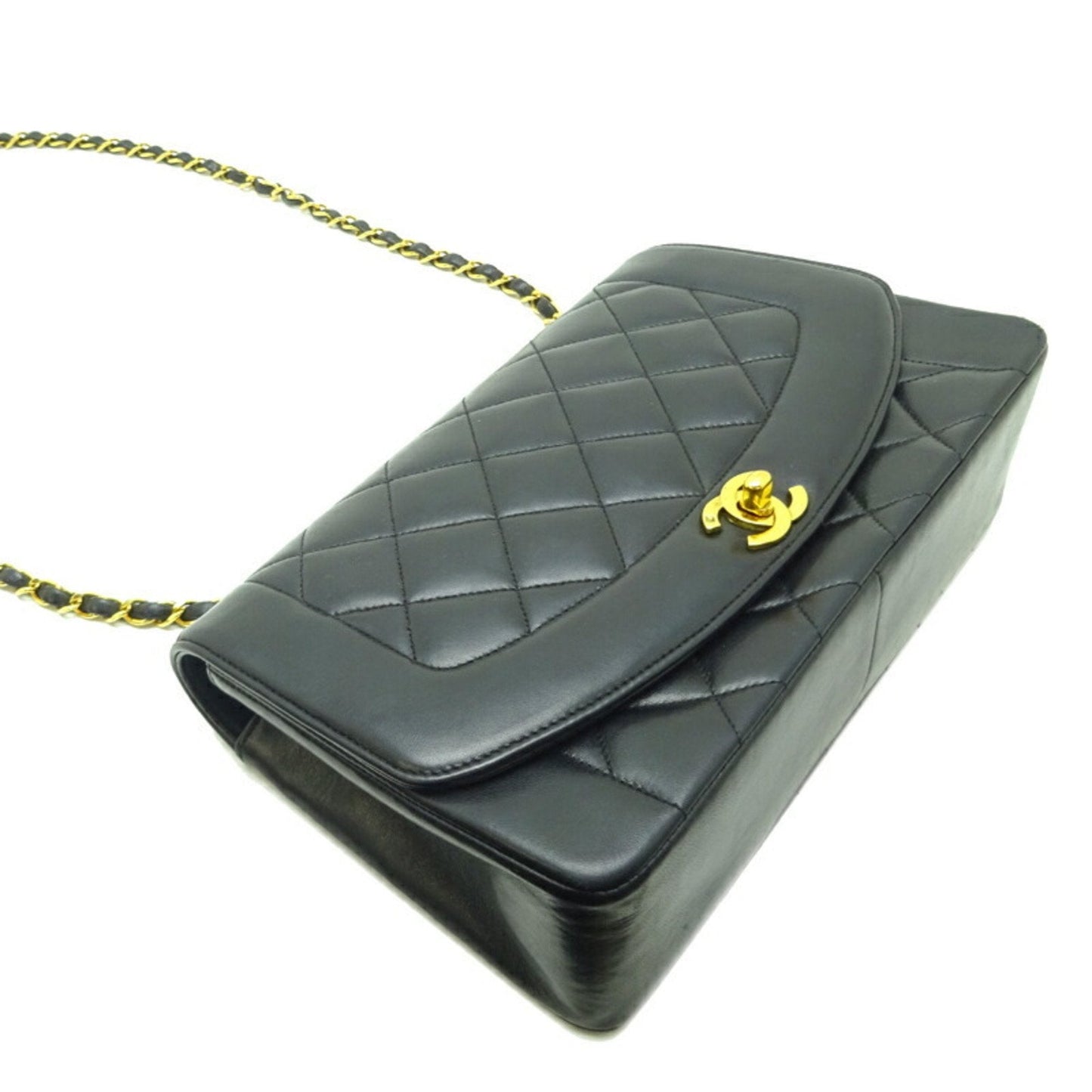Luxury Chanel Matelasse Diana 25 Chain Shoulder Women's Bag A01165 Lambskin Noir [Black]