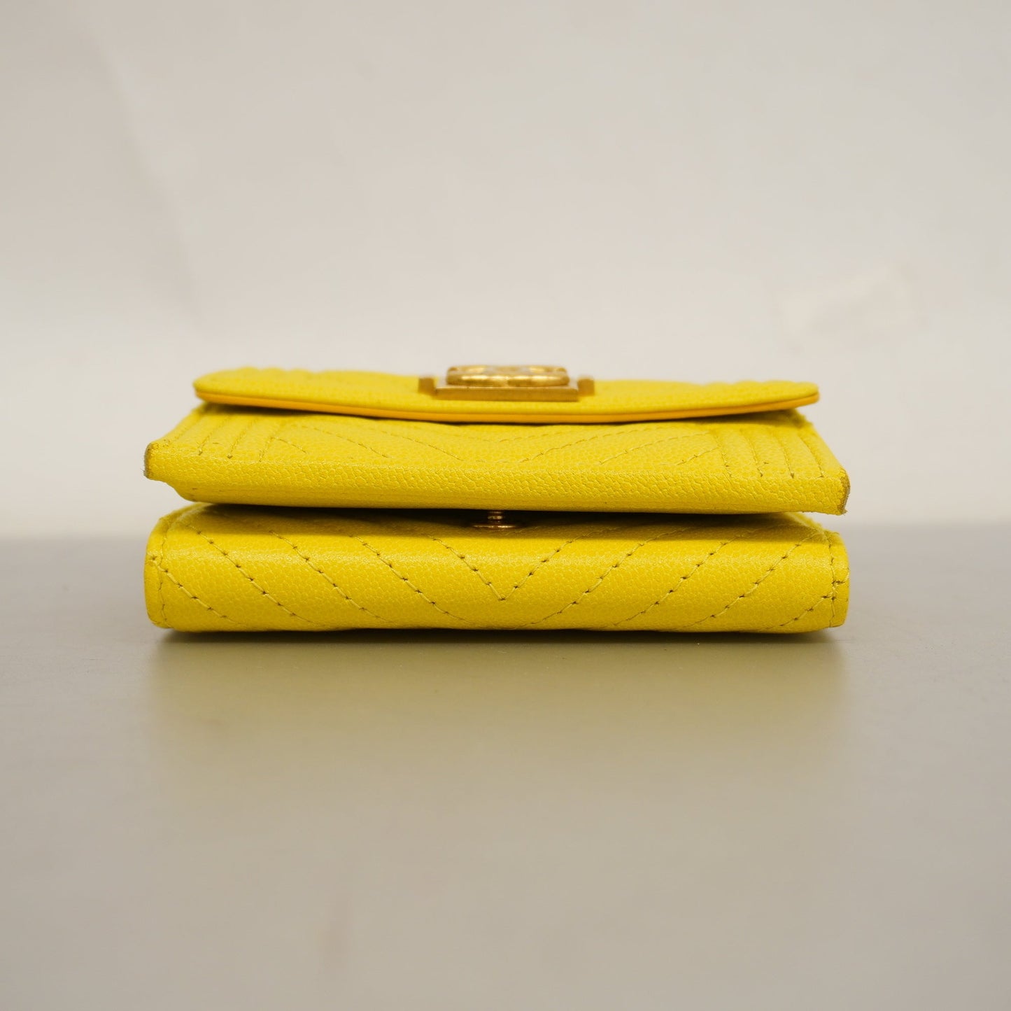 CHANEL  Boy  Tri-fold Wallet Boy  V Stitch Gold Hardware Women's