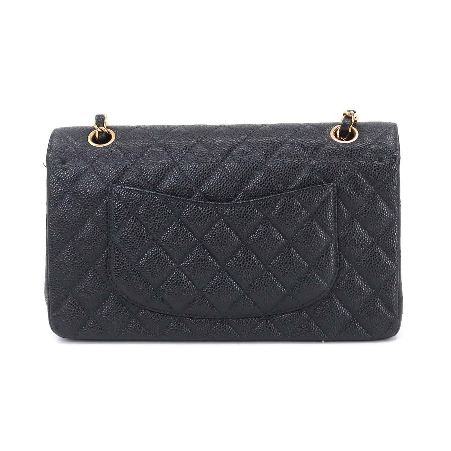 Luxury Chanel Matelasse 25 Chain Shoulder Bag Caviar Skin Black A01112 Gold Hardware Coco Mark Vintage