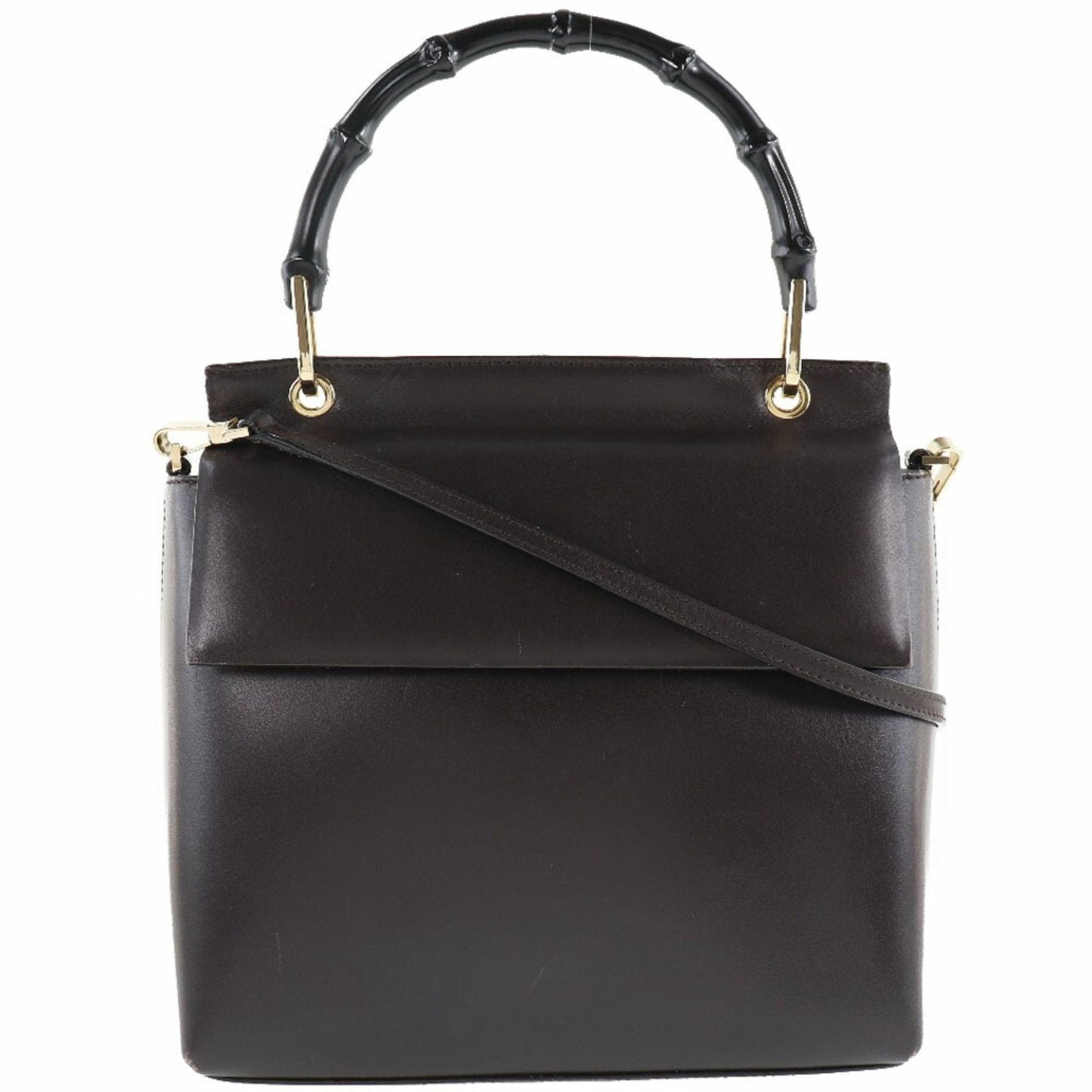 Luxury Gucci Bamboo 2WAY Shoulder 001 1887 Calf Brown Ladies Handbag