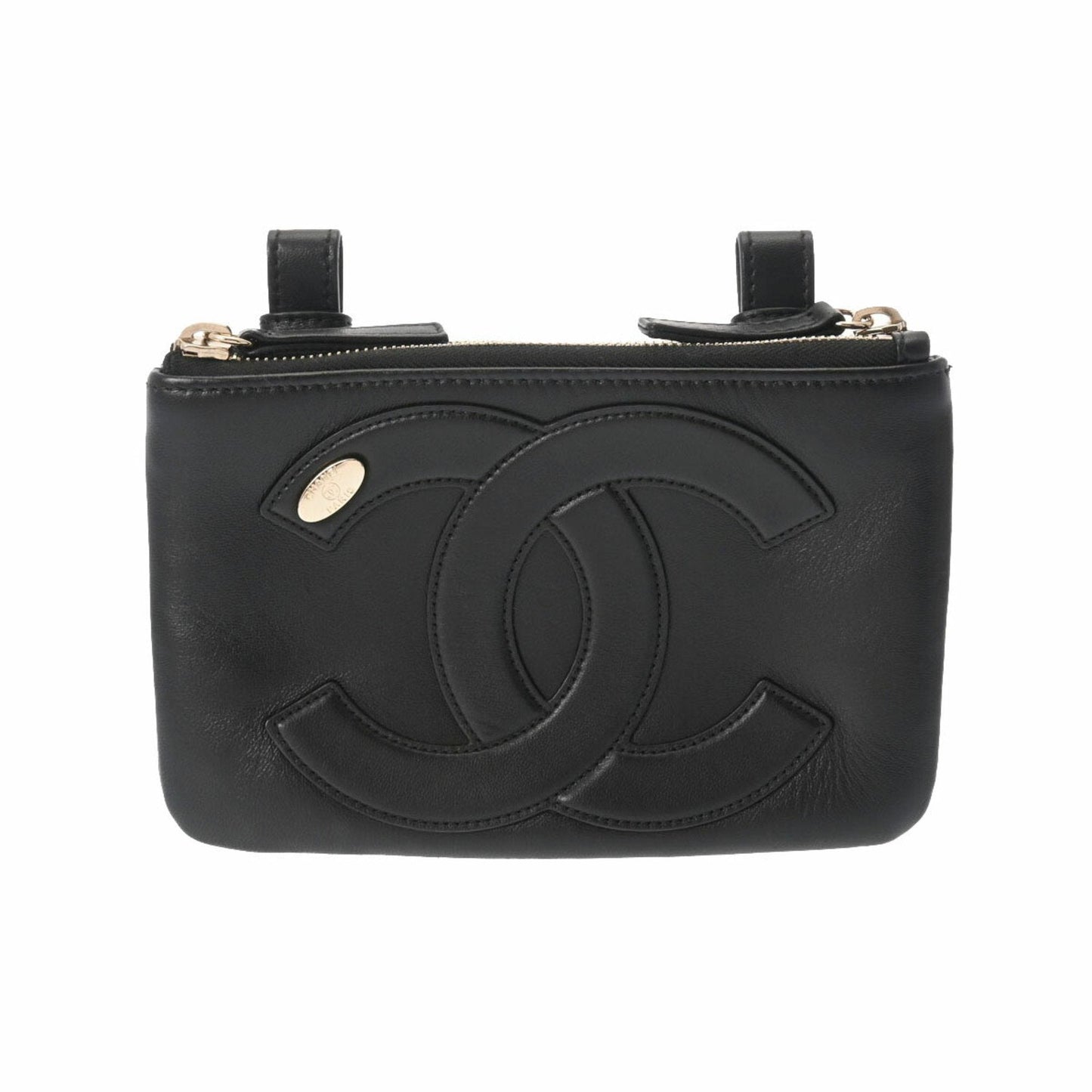 Luxury Chanel Cocomark Waist Bag Black Ladies Lambskin Body
