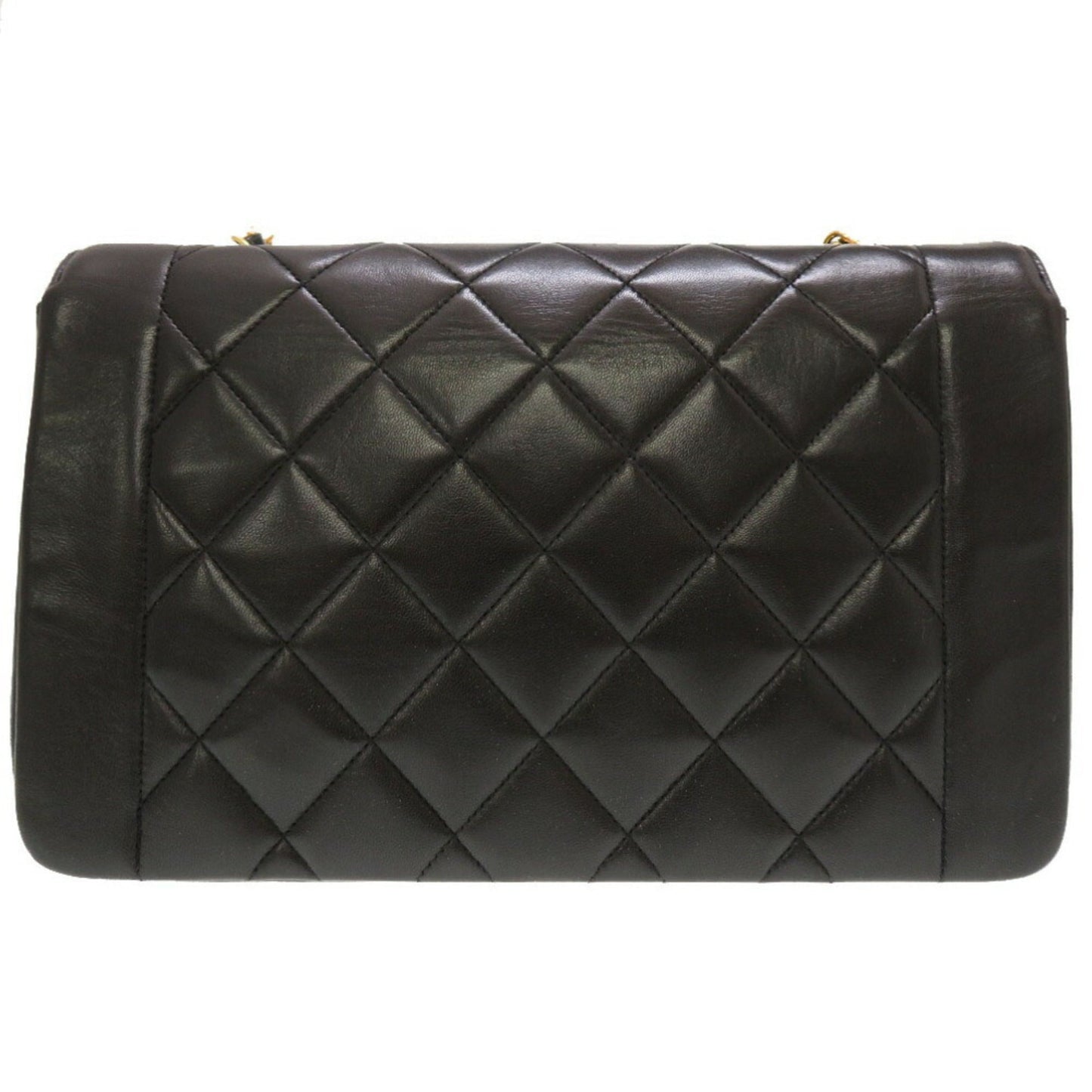 Luxury Chanel Diana 25 Matelasse No. 4 Lambskin Black Gold Chain Shoulder Bag Coco Mark