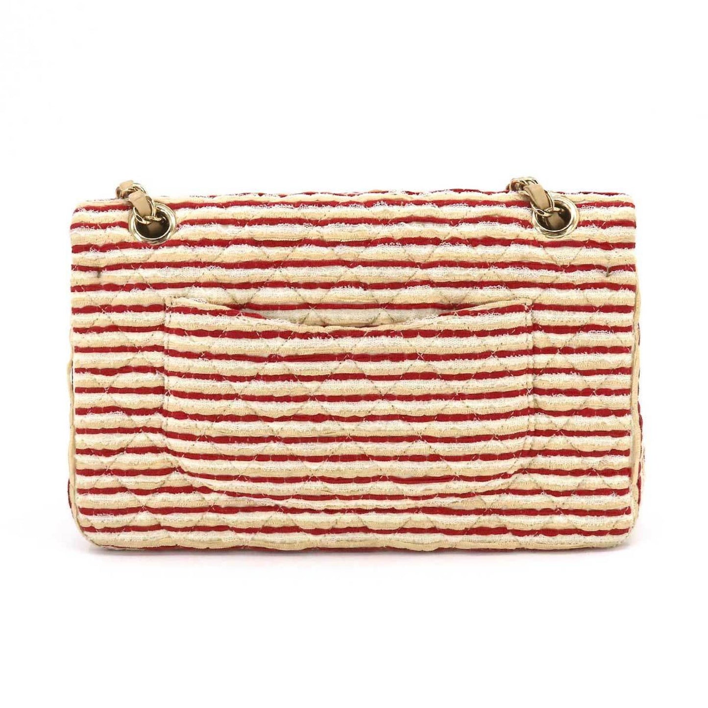 Luxury Chanel Coco Sailor Matelasse Chain Shoulder Bag Pearl Strap Canvas Leather Beige Red Border A90100