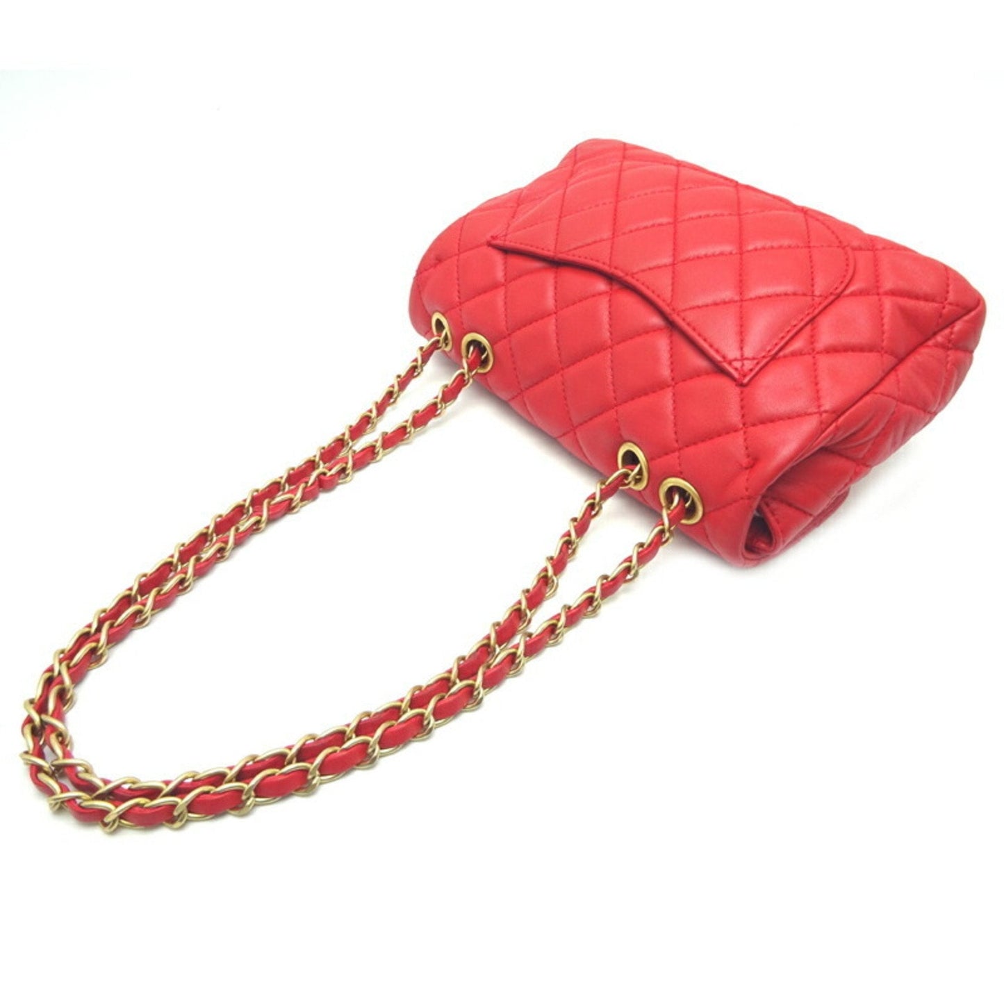 Luxury Chanel Matelasse 23 Chain Shoulder Women's Bag Lambskin Red