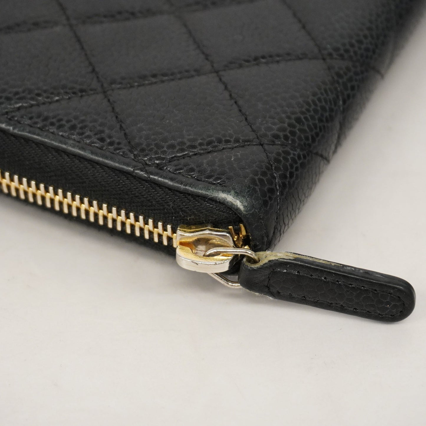 CHANEL  Matelasse Gold Hardware Women's Caviar Leather Long Wallet Black
