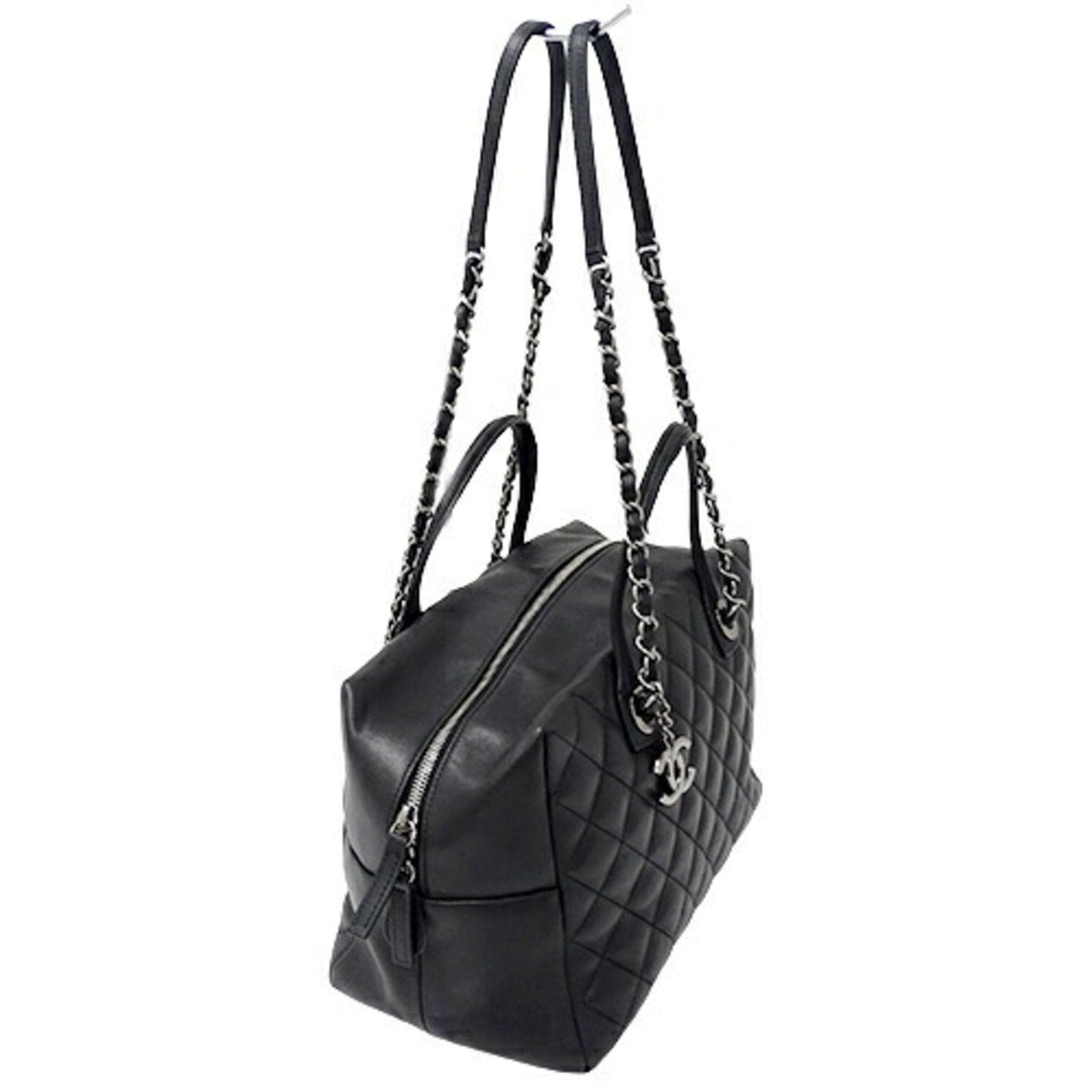 Luxury Chanel bag matelasse lady's tote handbag 2way leather black