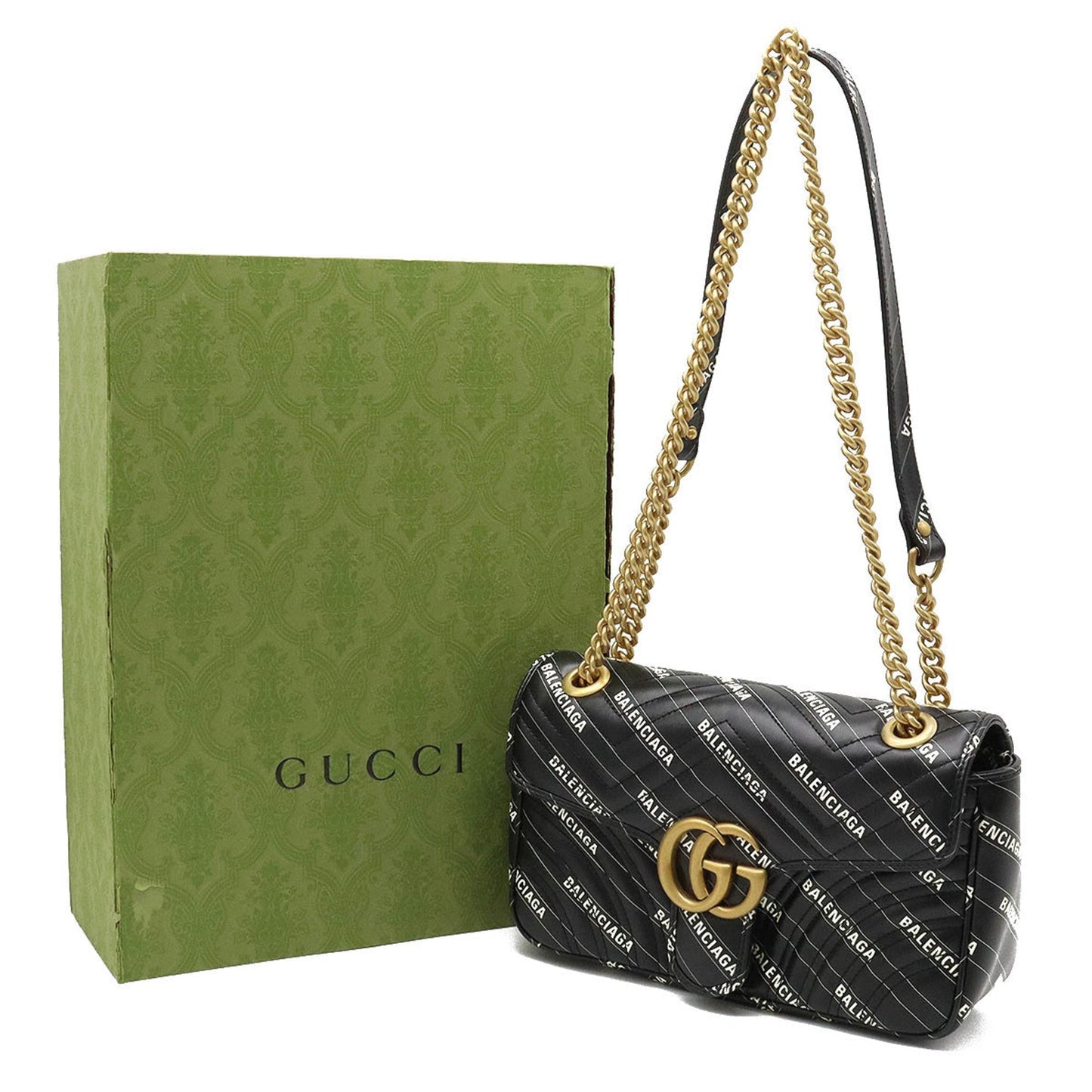 Luxury Gucci BALENCIAGA Balenciaga Collaboration GG Marmont The Hacker Project Small Bag Shoulder Black 443497