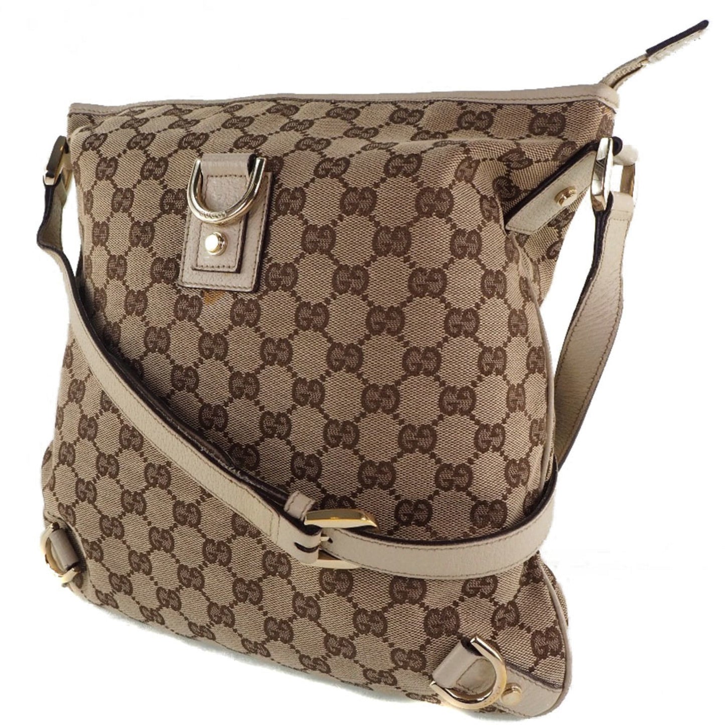 Luxury Gucci 131326 GG Canvas x Leather Beige Women's Shoulder Bag