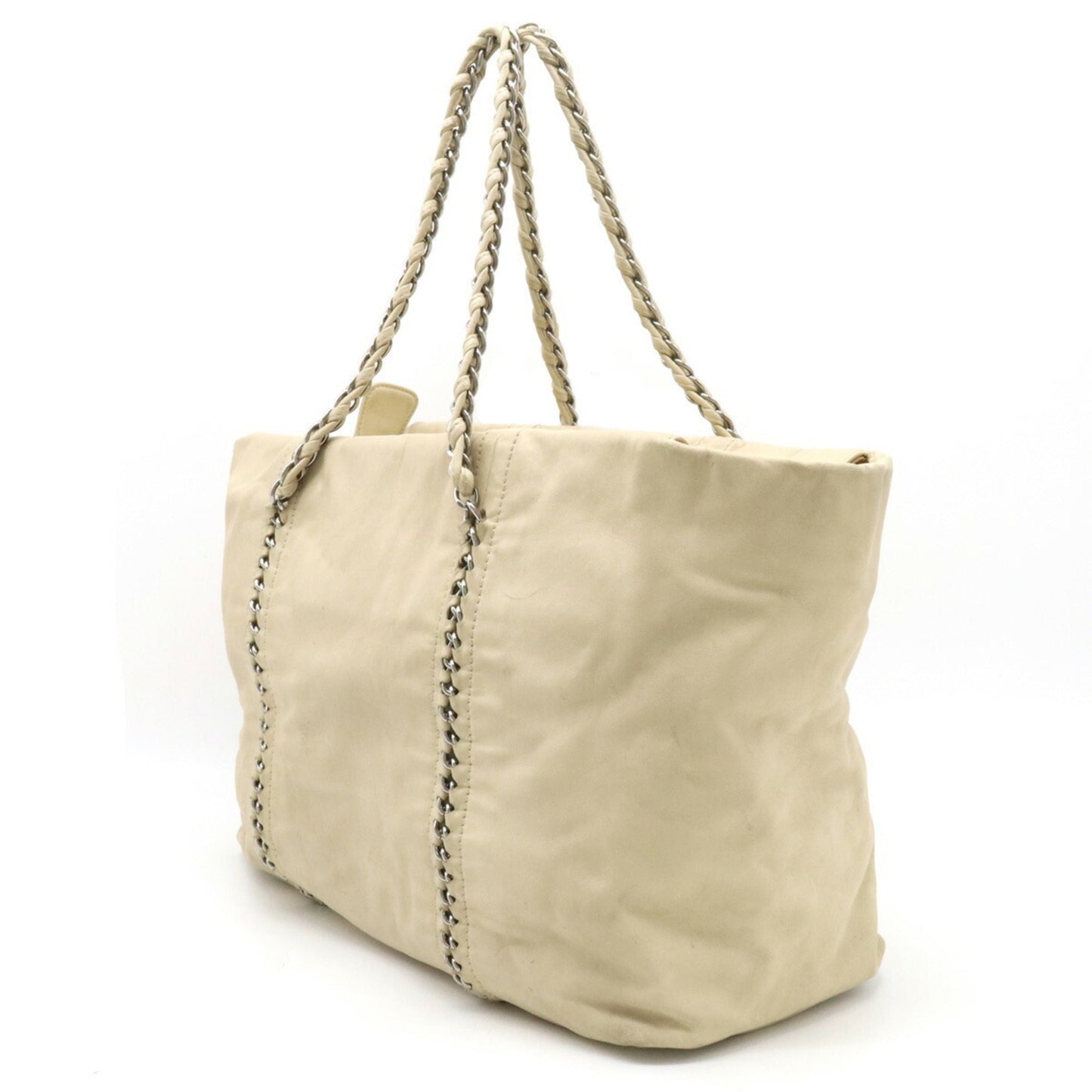 Luxury Chanel Luxury Line Coco Mark Tote Bag Chain Shoulder Leather Beige A31574