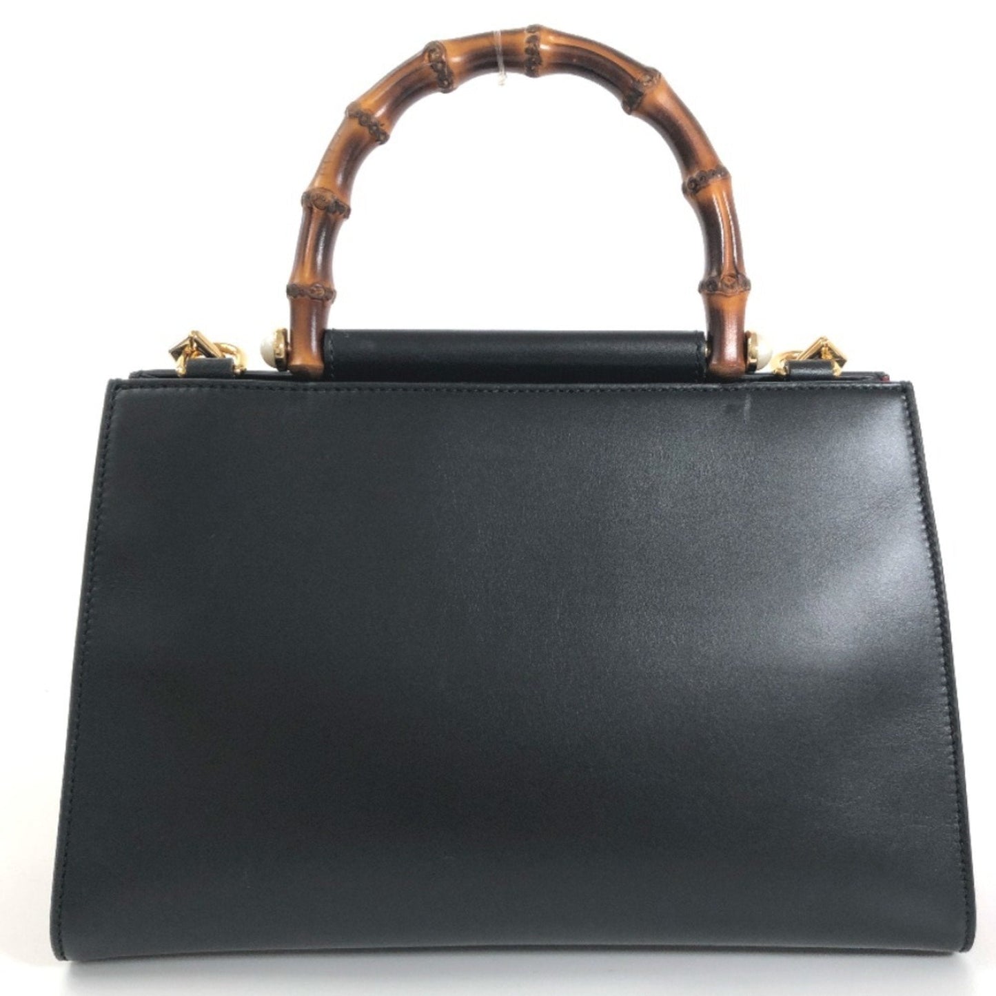 Luxury Gucci Shoulder Bag Bamboo Nim Fair Hand 459076 Leather Black Ladies