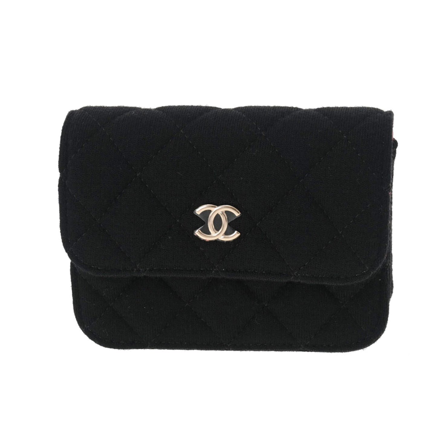 Luxury Chanel Matelasse Chain Pouch Black Women's Jersey