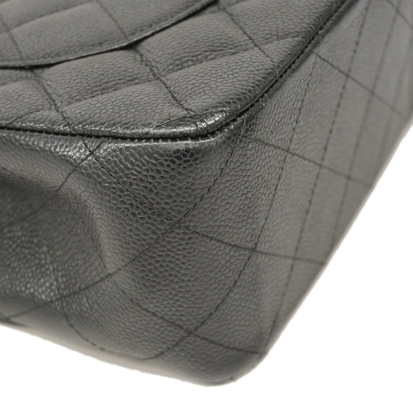 CHANEL  Matelasse W Flap W Chain Women's Caviar Leather Shoulder Bag Black
