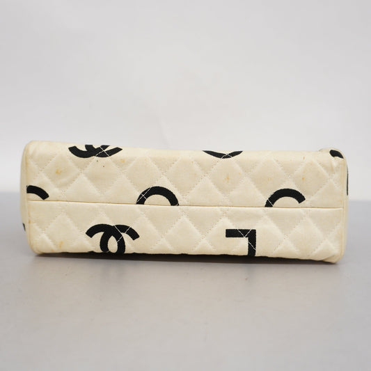 CHANEL  Matelasse Women's Canvas Handbag White