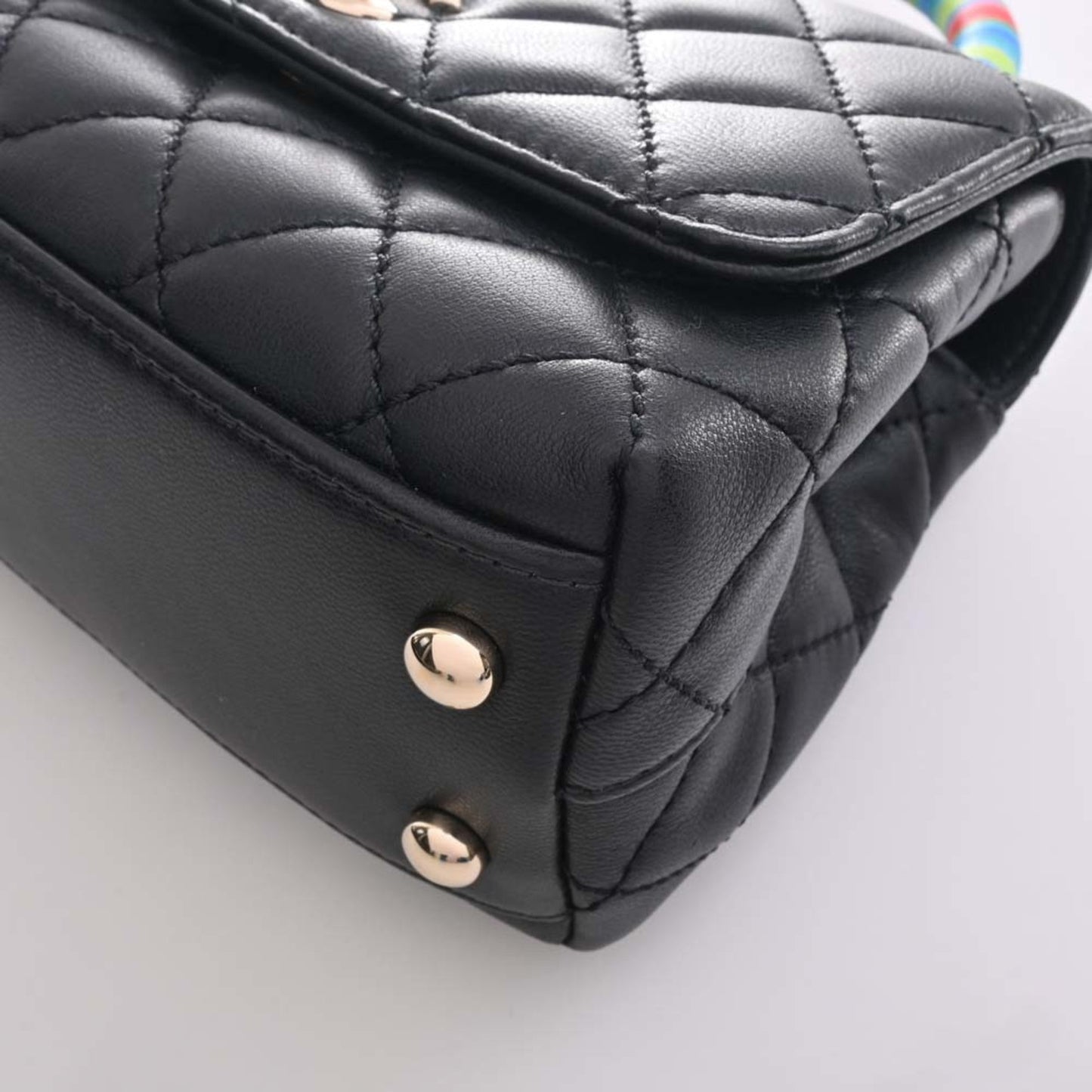 Luxury Chanel Leather Matelasse Coco Mark Chain Shoulder Bag Black/Multicolor Women's