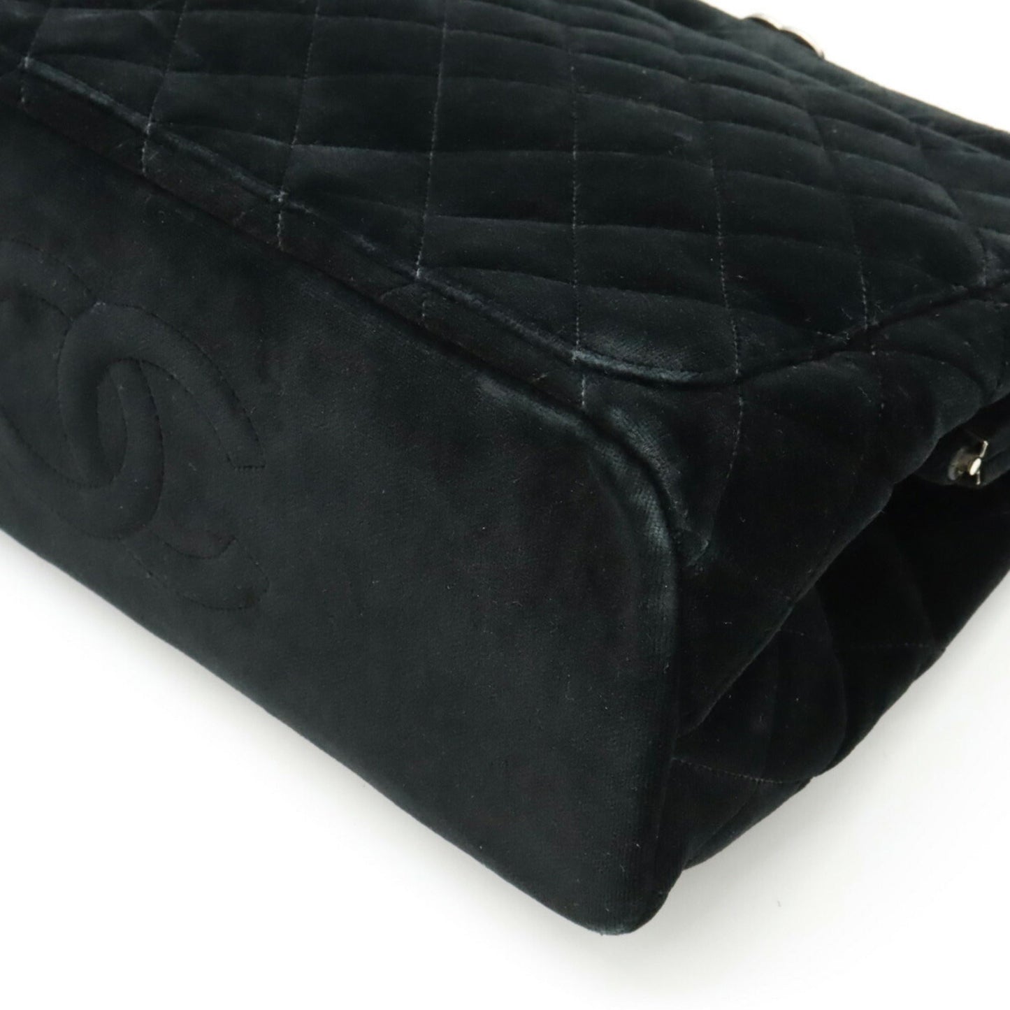 Luxury Chanel Velor Matelasse Shoulder Bag Tote Black