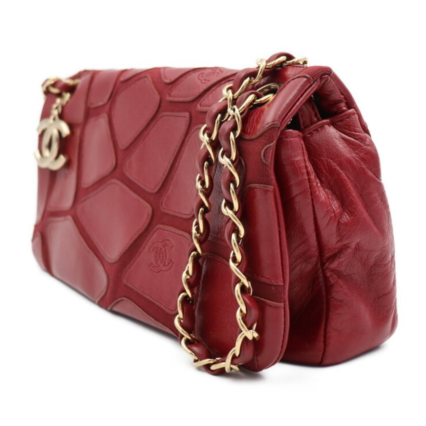 Luxury Chanel shoulder bag leather canvas Bordeaux system here mark 2WAY handbag gold metal fittings chain 12 series