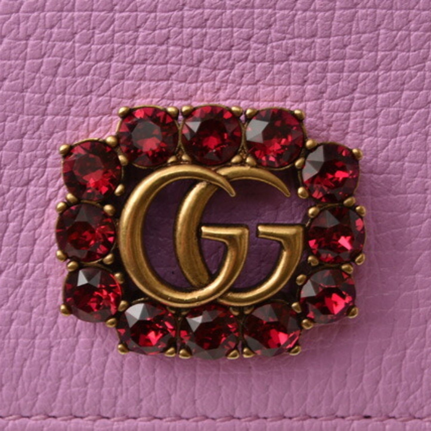 Luxury Gucci Mini Wallet/Coin Case Luxury Gucci Folding Wallet 499783 GG Marmont Rhinestone Rose Pink