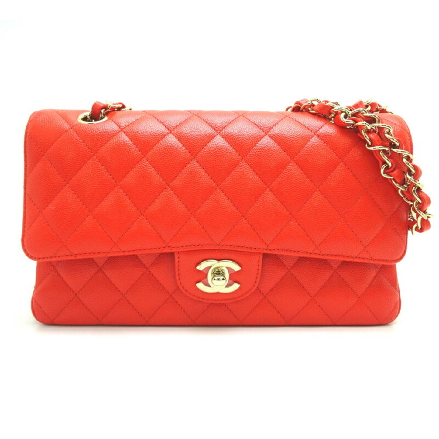 Luxury Chanel Matelasse 25 Chain Shoulder Women's Bag A01112 Caviar Skin Red