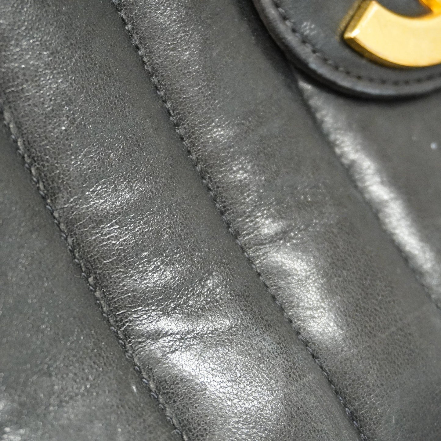 CHANEL  Mademoiselle W Chain Women's Leather Shoulder Bag Black
