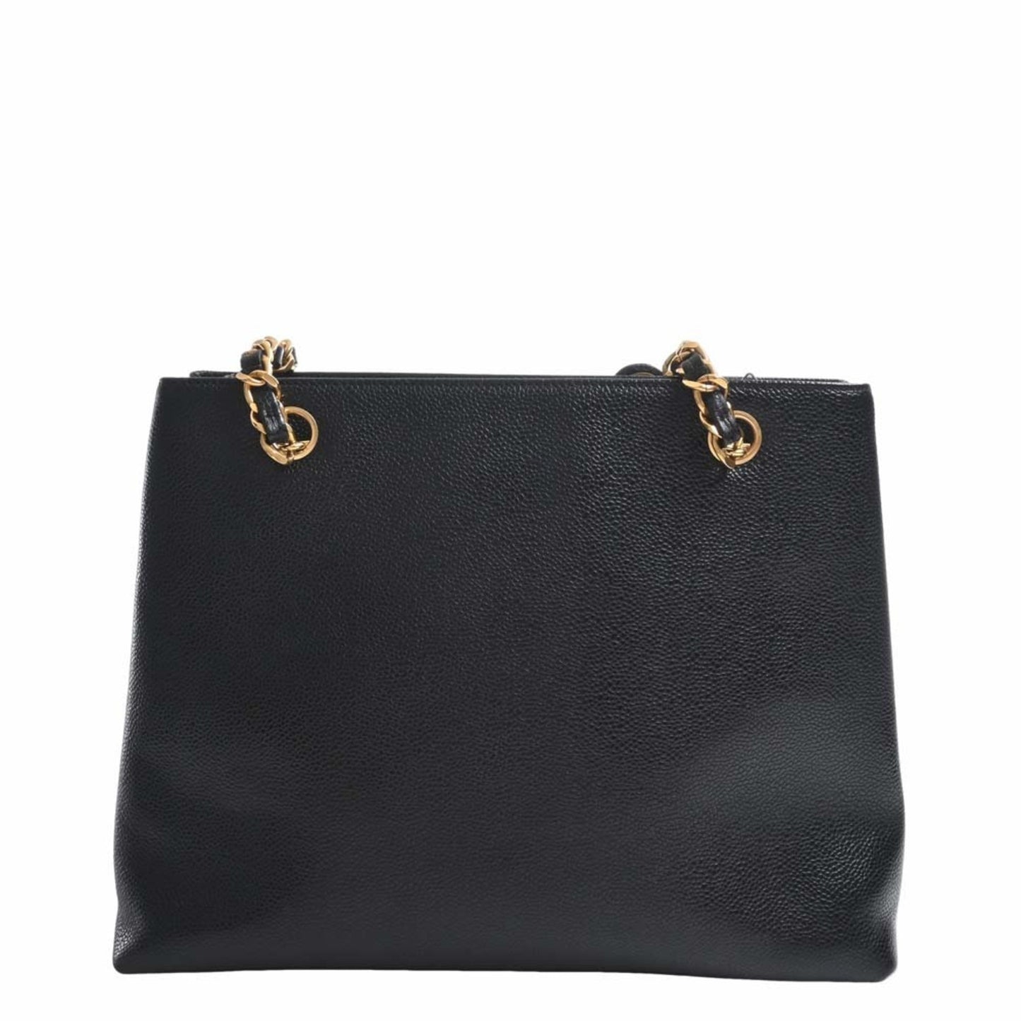 Luxury Chanel Caviar Skin Coco Mark Chain Tote Bag Black Ladies