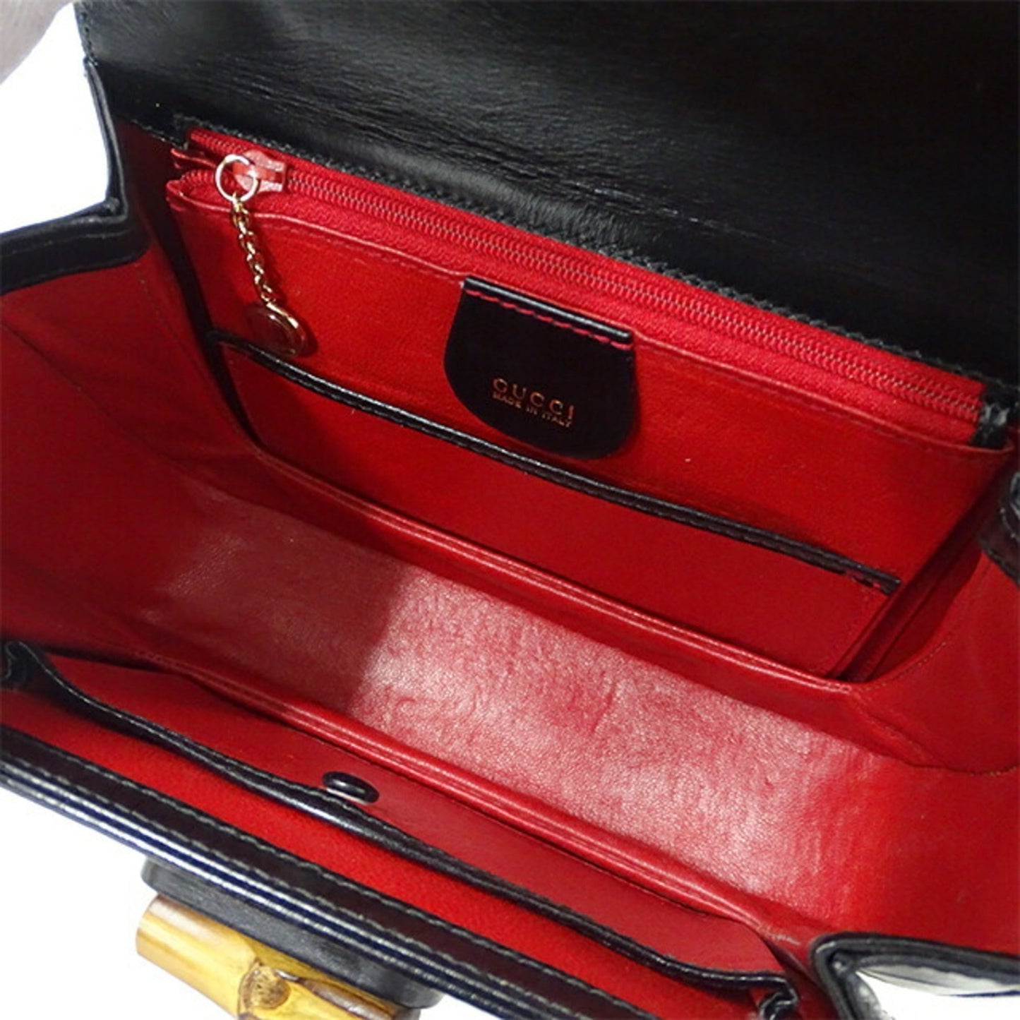 Luxury Gucci Bag Women's Bamboo Handbag Shoulder 2way Leather Black 000 2046 0188