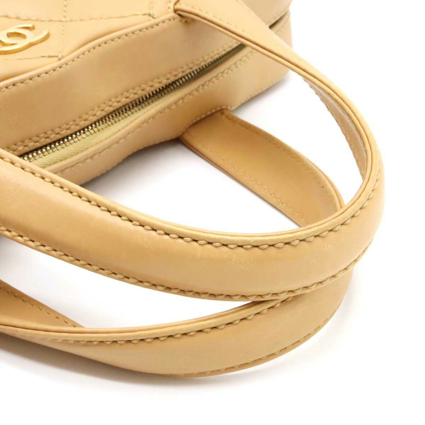 Luxury Chanel Wild Stitch Handbag Boston Bag Leather Beige A14692