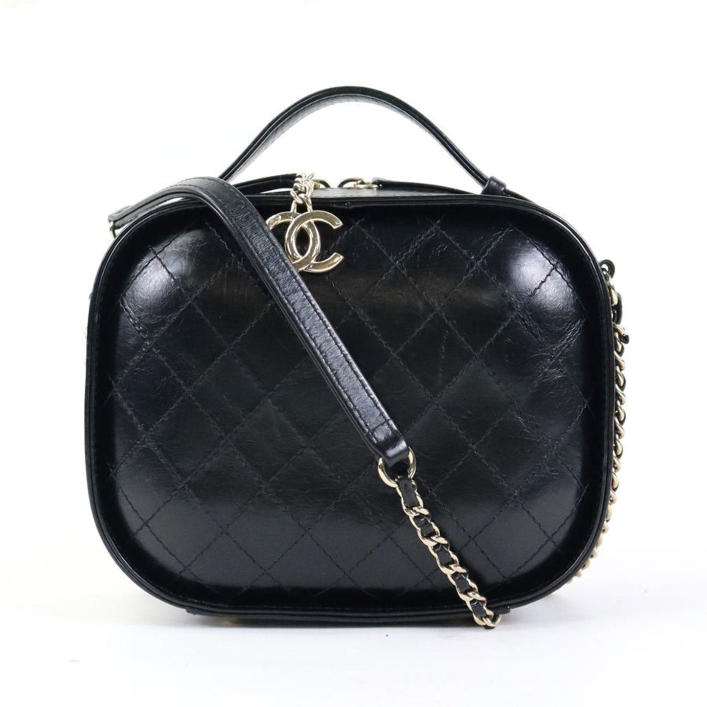 Luxury Chanel Crossbody Shoulder Bag Coco Mark Leather Black Ladies